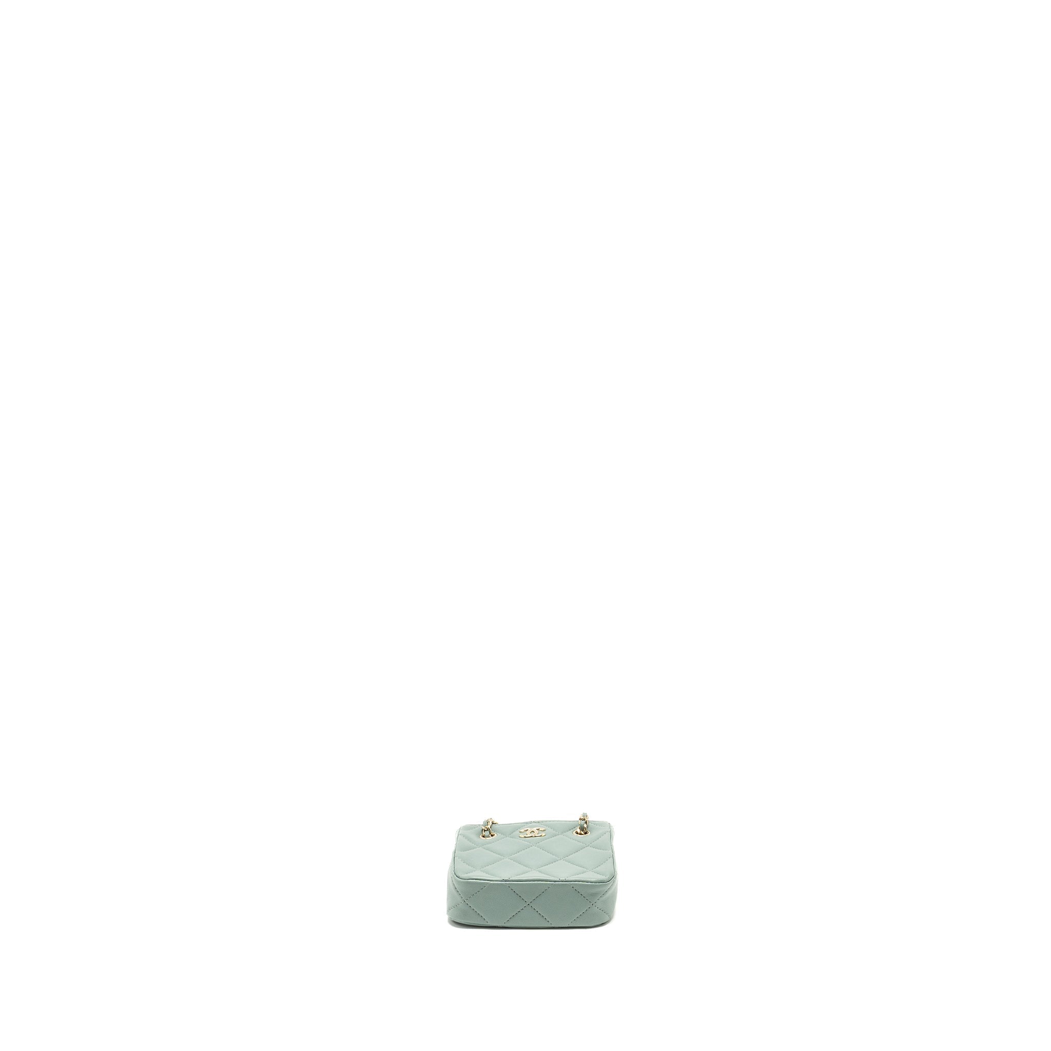 CHANEL MINI QUILTED CHAIN BAG LAMBSKIN LIGHT BLUE LGHW