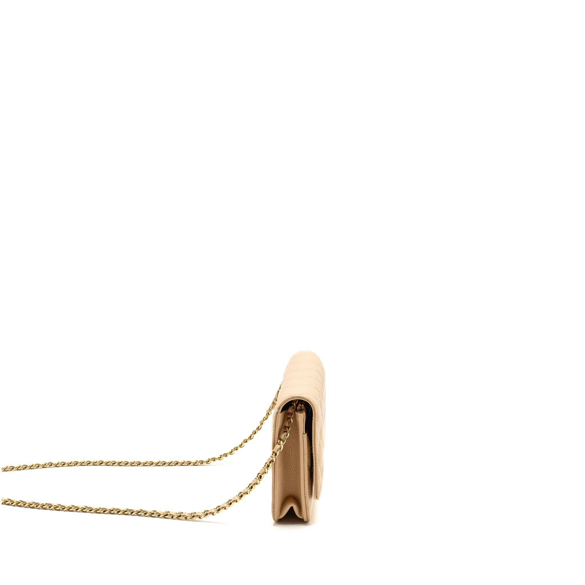 CHANEL CLASSIC WALLET ON CHAIN CAVIAR BEIGE GHW (MICROCHIP)