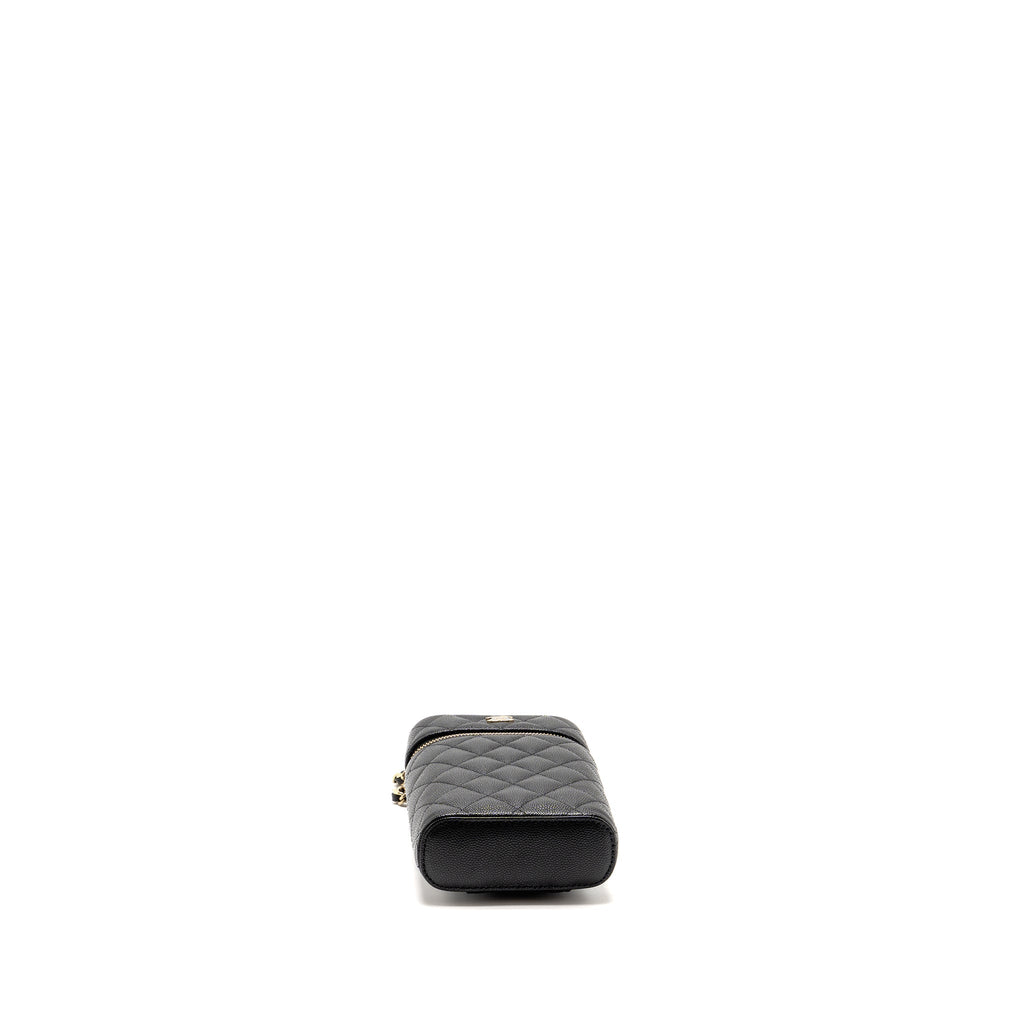 CHANEL CLASSIC VANITY PHONE HOLDER WITH CHAIN CAVIAR BLACK LGHW