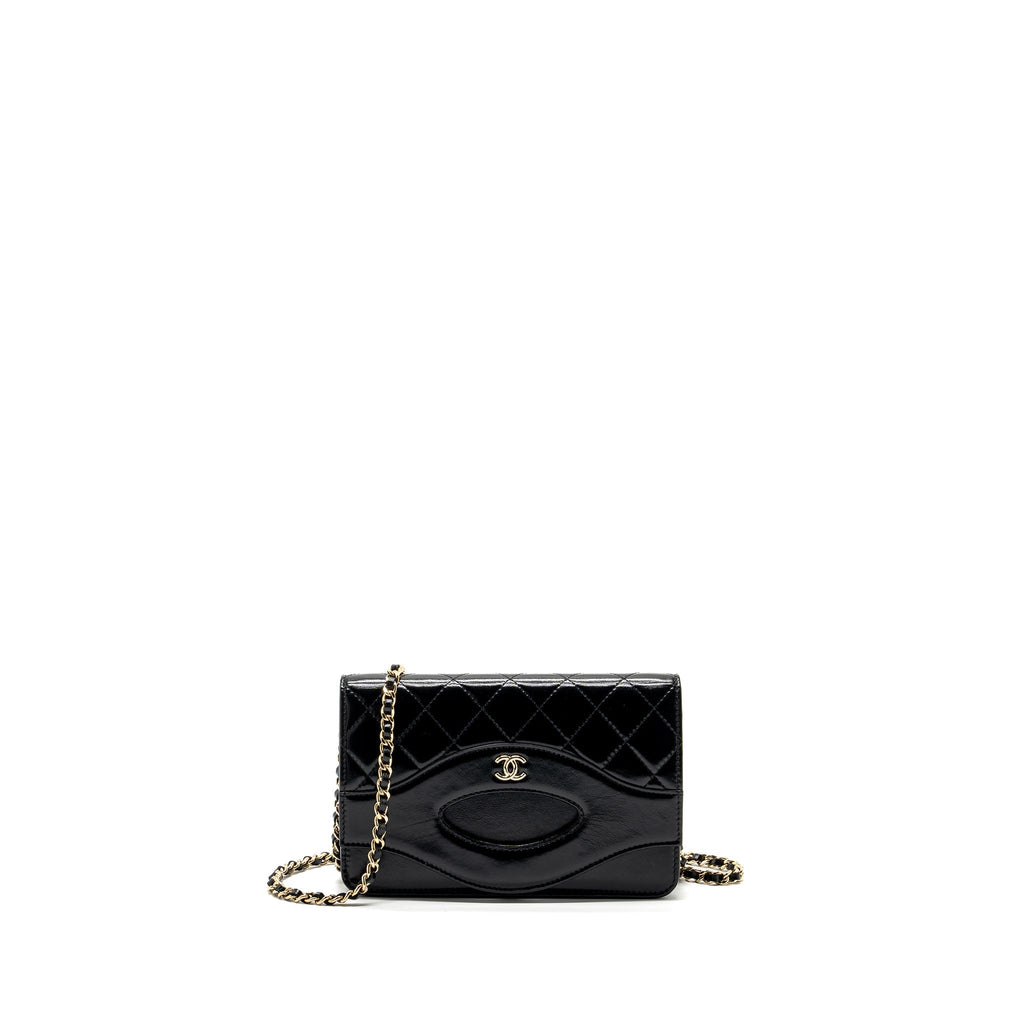 CHANEL 24C 31 WALLET ON CHAIN SHINY CALFSKIN BLACK LGHW (MICROCHIP)