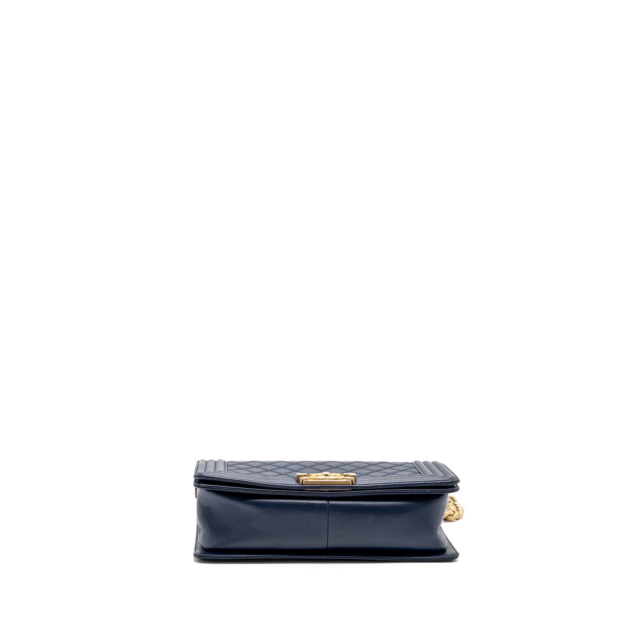 CHANEL MEDIUM BOY BAG LAMBSKIN BLUE GHW