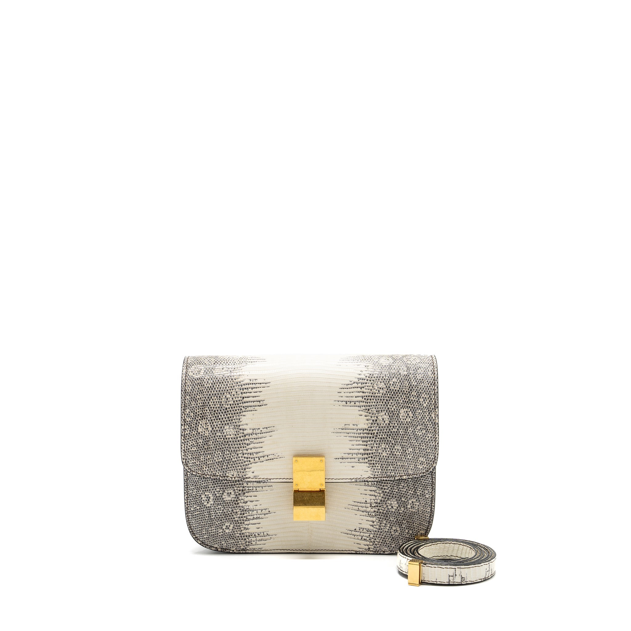 CELINE MEDIUM BOX LIZARD NATURAL GHW