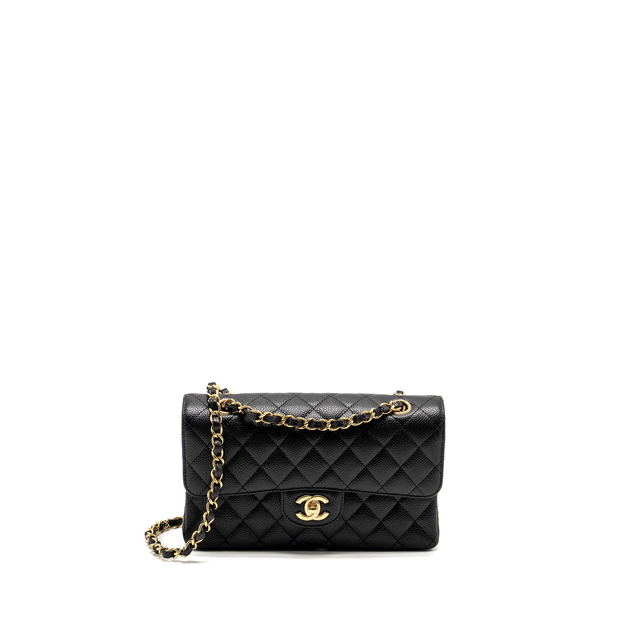 CHANEL SMALL CLASSIC DOUBLE FLAP BAG CAVIAR BLACK GHW(MICROCHIP)