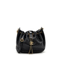 CHANEL CHEVRON BUCKET BAG GRAINED CALFSKIN BLACK GHW
