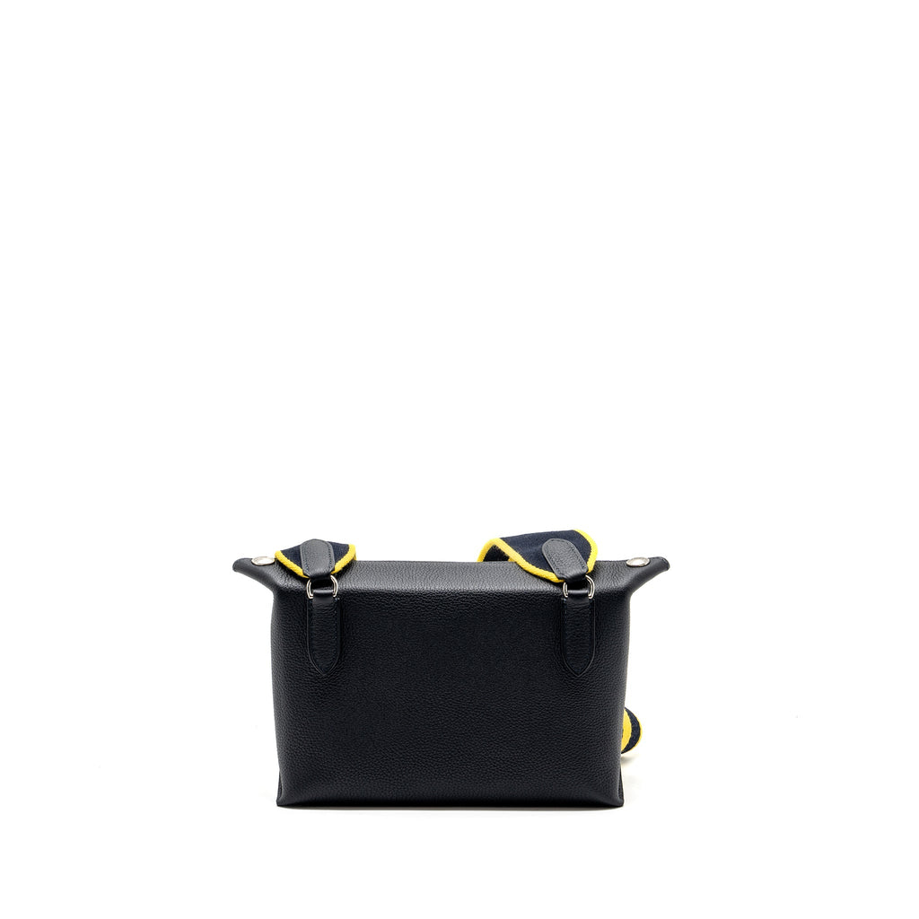 HERMES VIDEPOCHES TOGO BLACK WITH MULTICOLOUR STRAP SHW