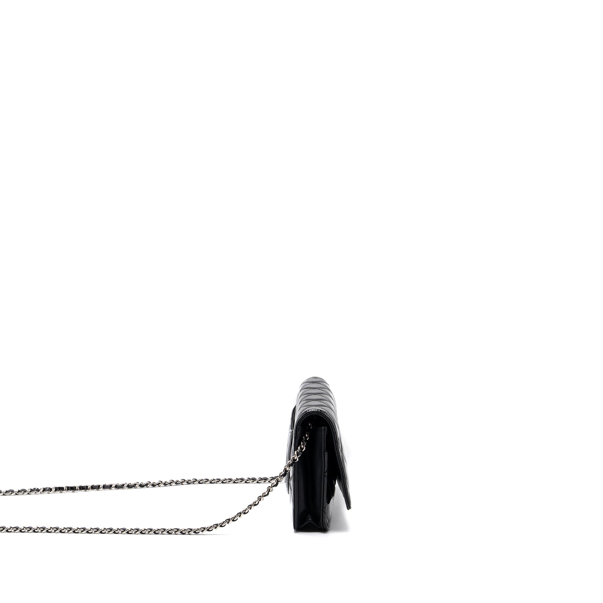 CHANEL CLASSIC WALLET ON CHAIN PATENT BLACK SHW