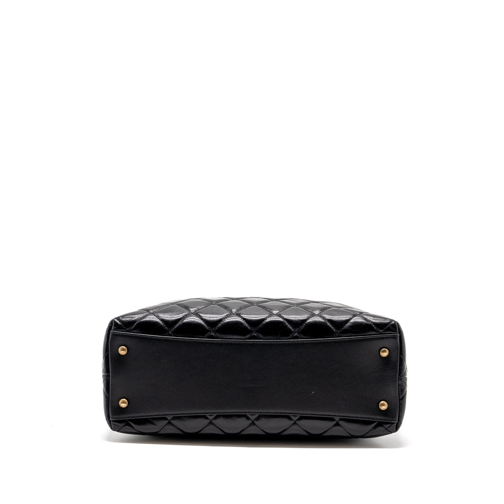 CHANEL LARGE TOTE BAG CALFSKIN BLACK BRUSHED GHW