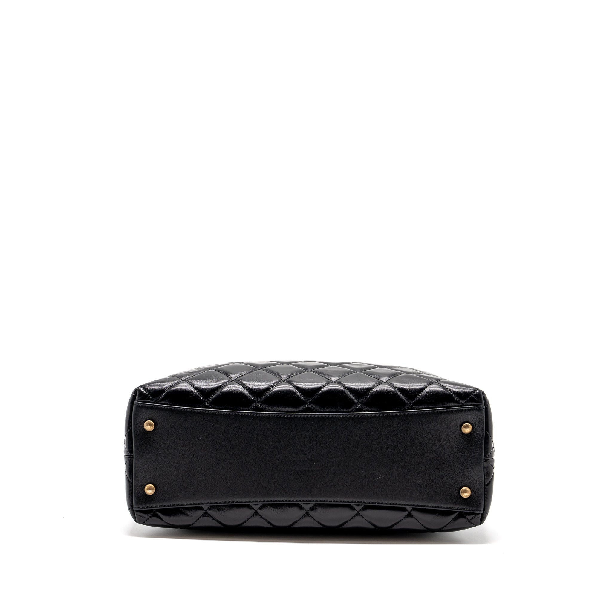 CHANEL LARGE TOTE BAG CALFSKIN BLACK BRUSHED GHW
