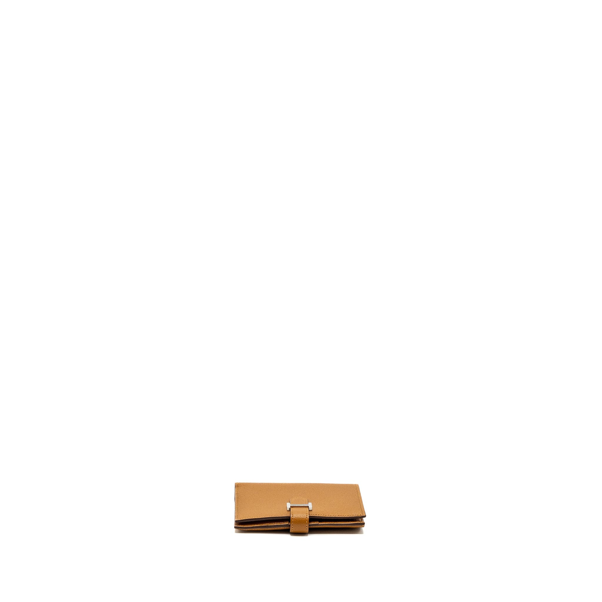 HERMES BEARN COMPACT WALLET CHEVRE MYSORE CARAMEL SHW