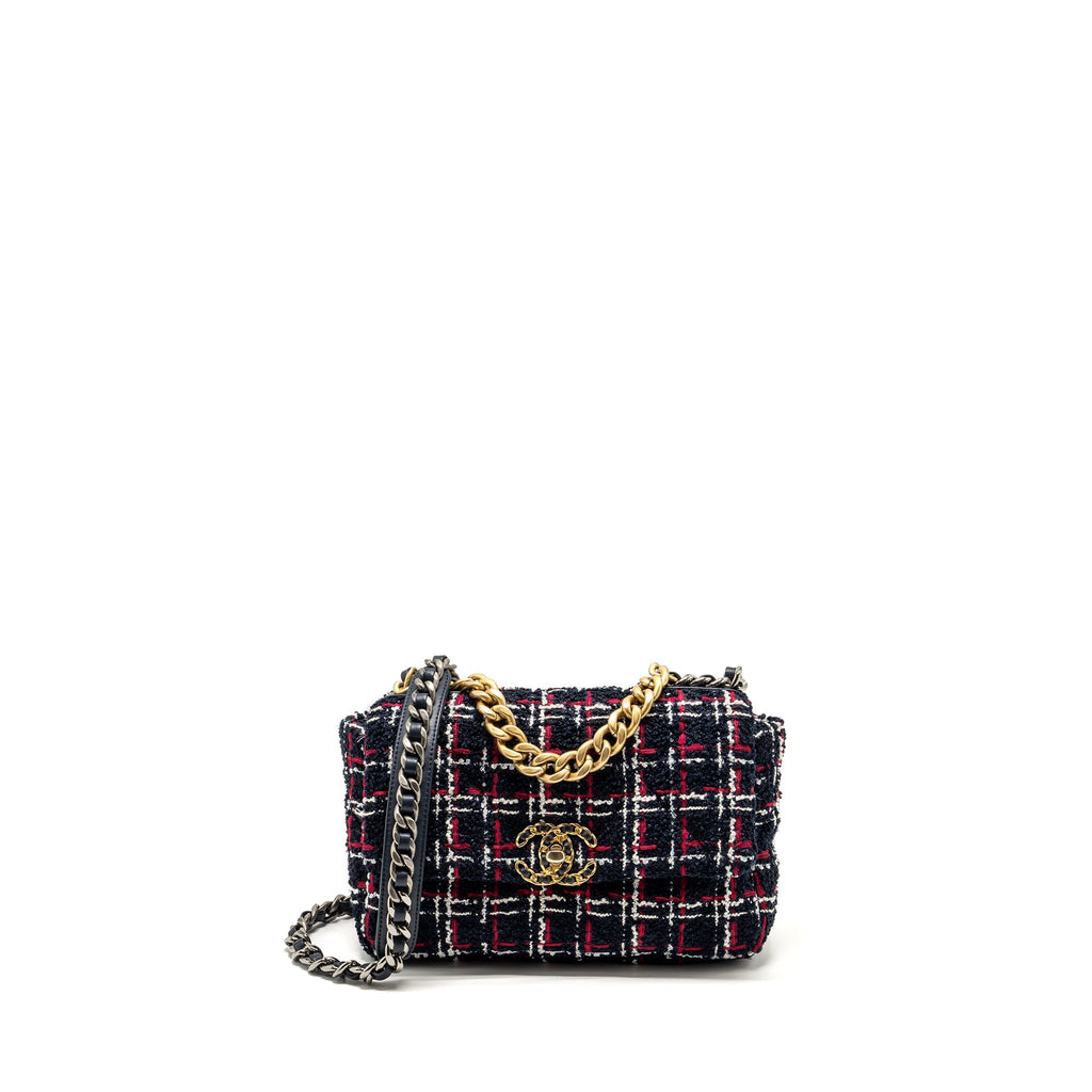CHANEL SMALL 19 BAG TWEED MULTICOLOUR WITH MULTICOLOUR HARDWARE