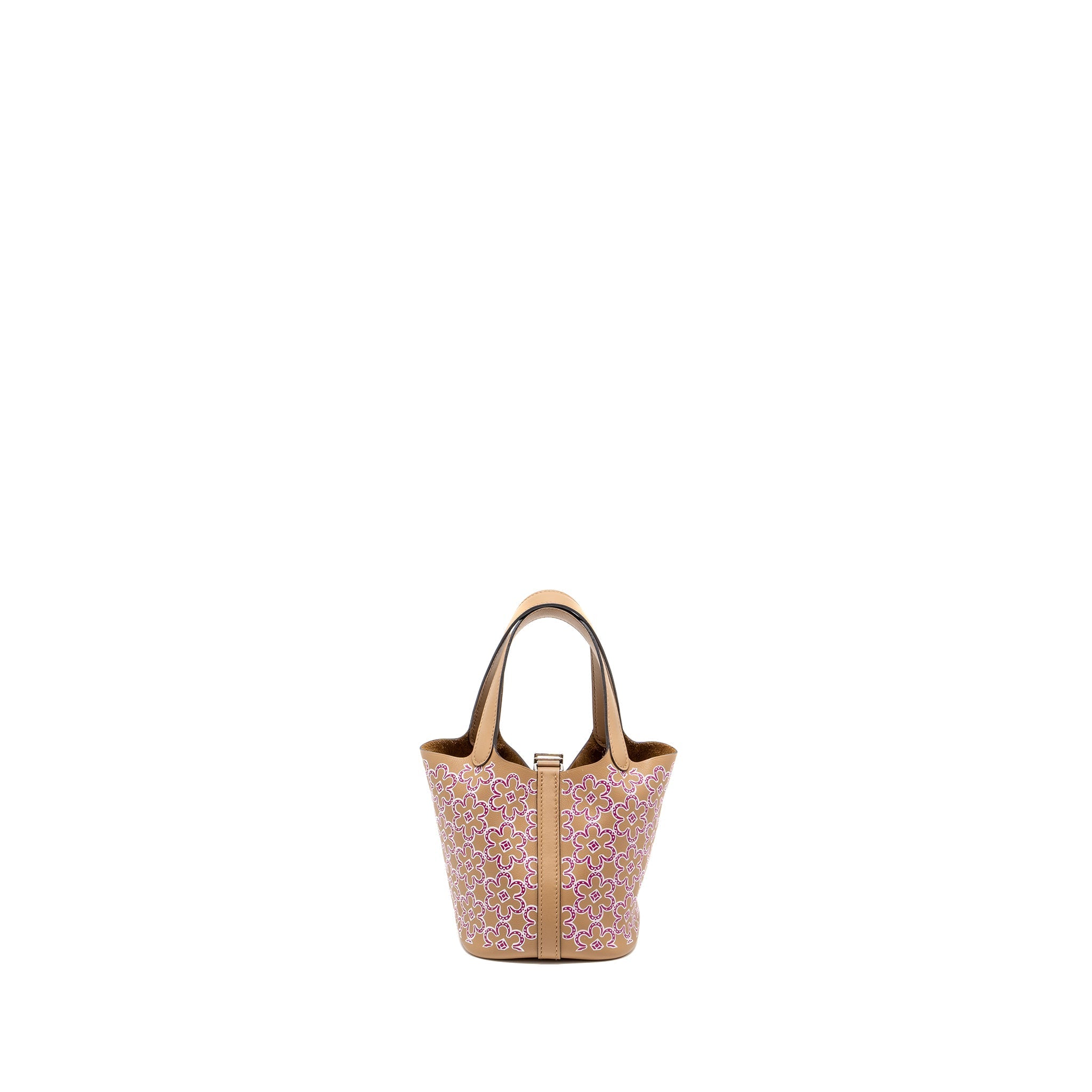 HERMES MICRO PICOTIN 14 LUCKY DAISY LOCK BAG SWIFT CHAI-ROSE-BLANC/ CHAI SHW