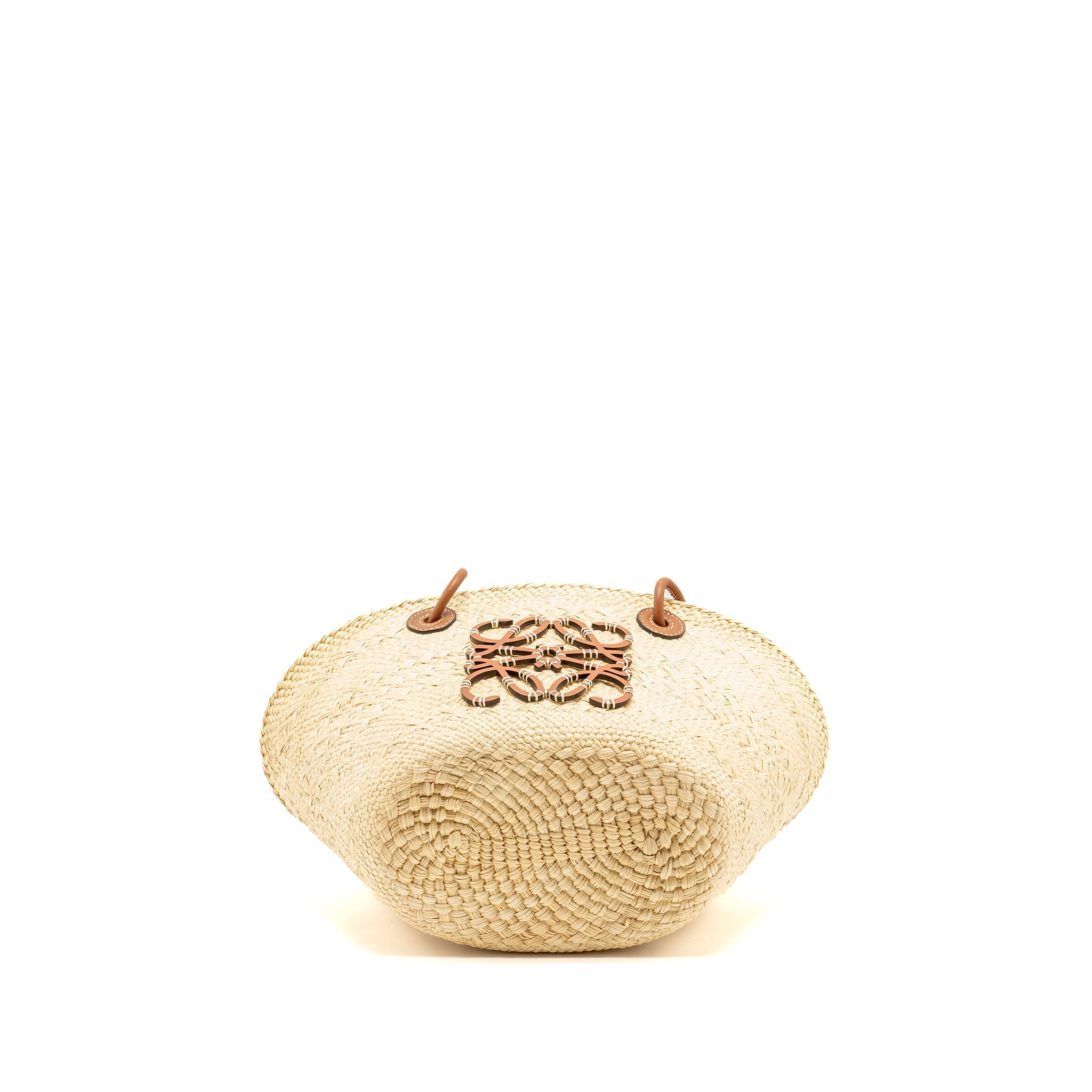 LOEWE ANAGRAM BUSKET SMALL BAG IRACA PALM/CALFSKIN NATURAL/TAN