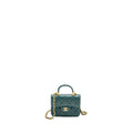 CHANEL TOP HANDLE MINI FLAP BAG LAMBSKIN GREEN GHW