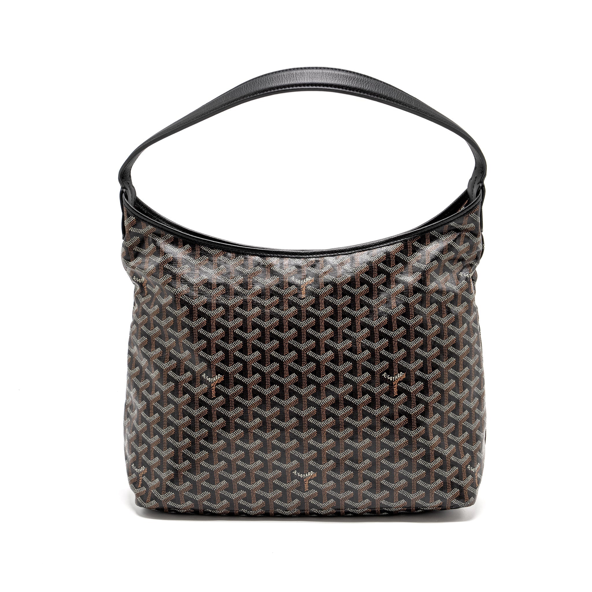 GOYARD BOHEME HOBO BAG GOYARDINE CANVAS / CALFSKIN BLACK SHW