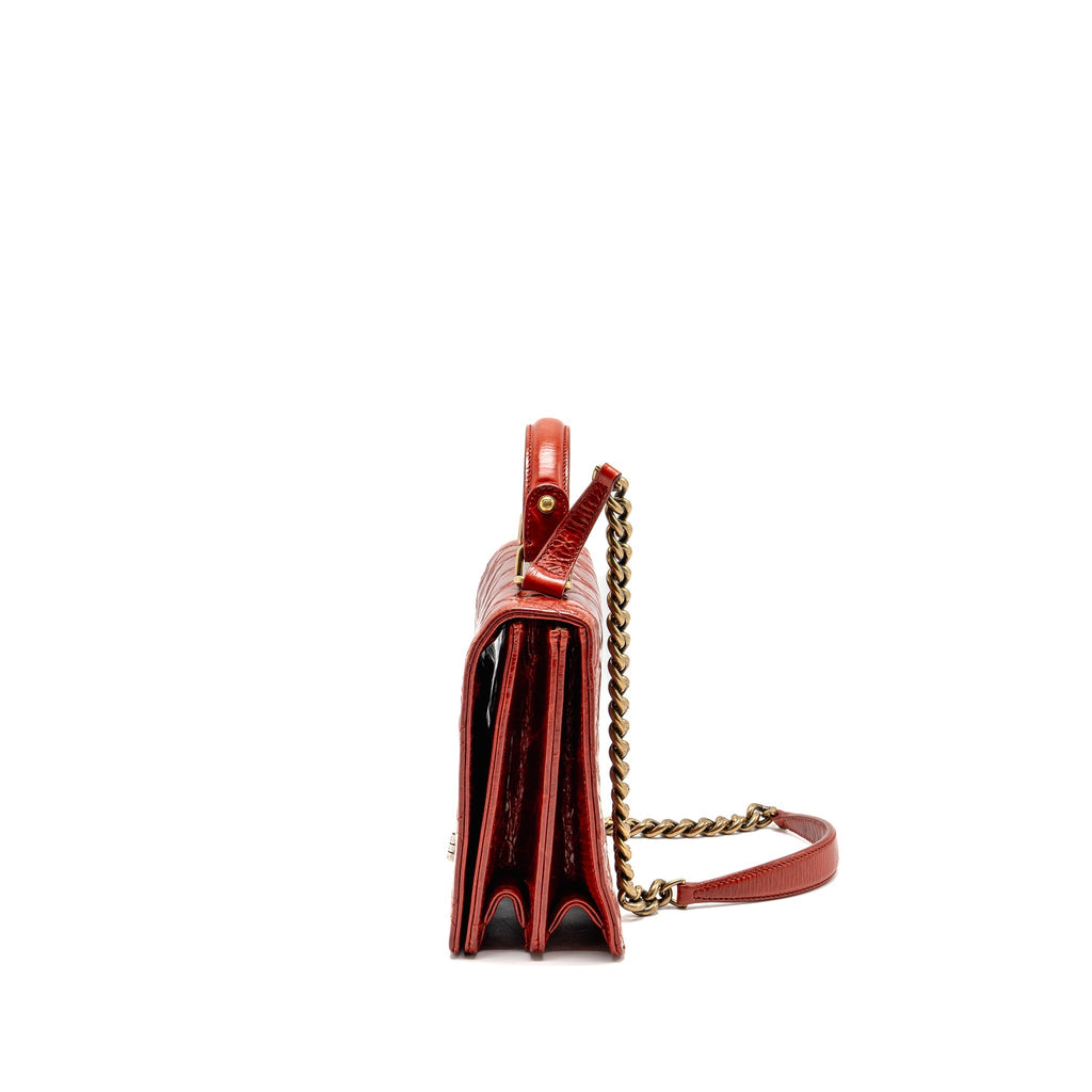 CHANEL LARGE RITA TOP HANDLE FLAP BAG CALFSKIN DARK RED MULTICOLOUR HARDWARE