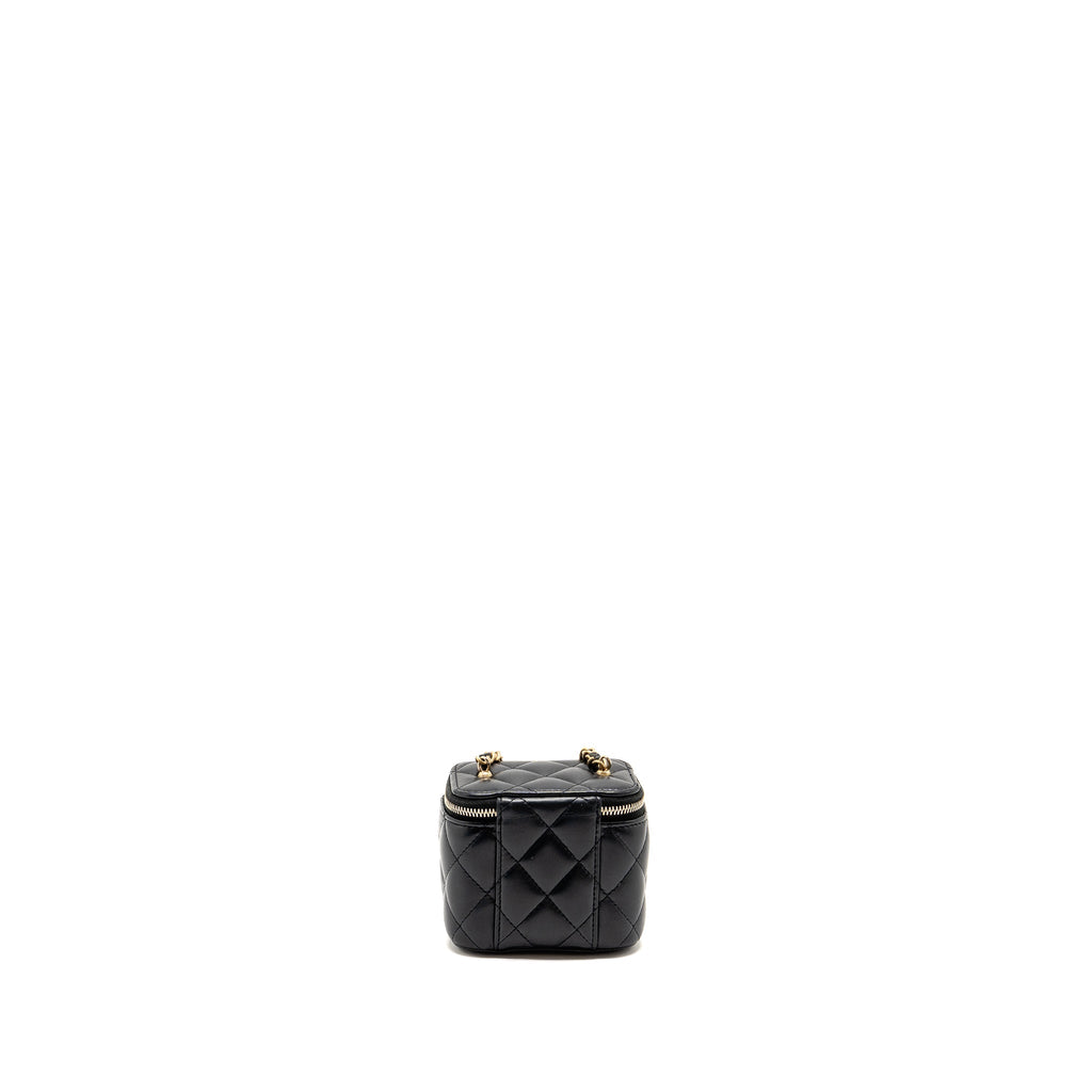 CHANEL 22S PEARL CRUSH MINI VANITY WITH CHAIN LAMBSKIN BLACK GHW