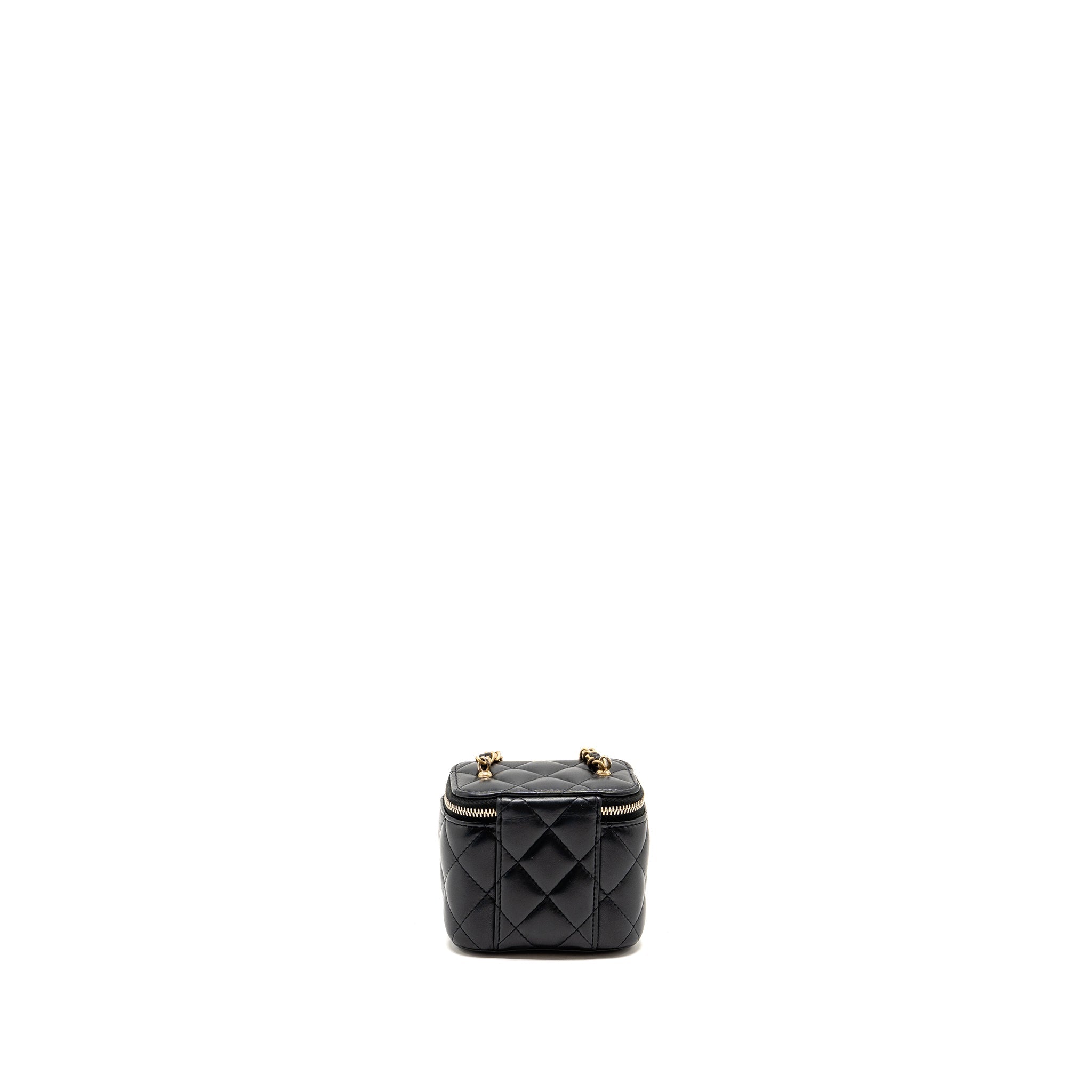 CHANEL 22S PEARL CRUSH MINI VANITY WITH CHAIN LAMBSKIN BLACK GHW