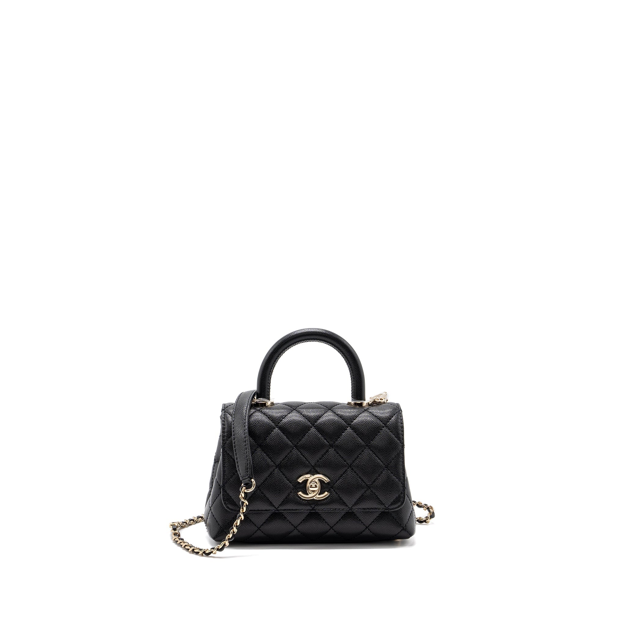 CHANEL COCO HANDLE MINI CAVIAR BLACK LGHW (MICROCHIP)