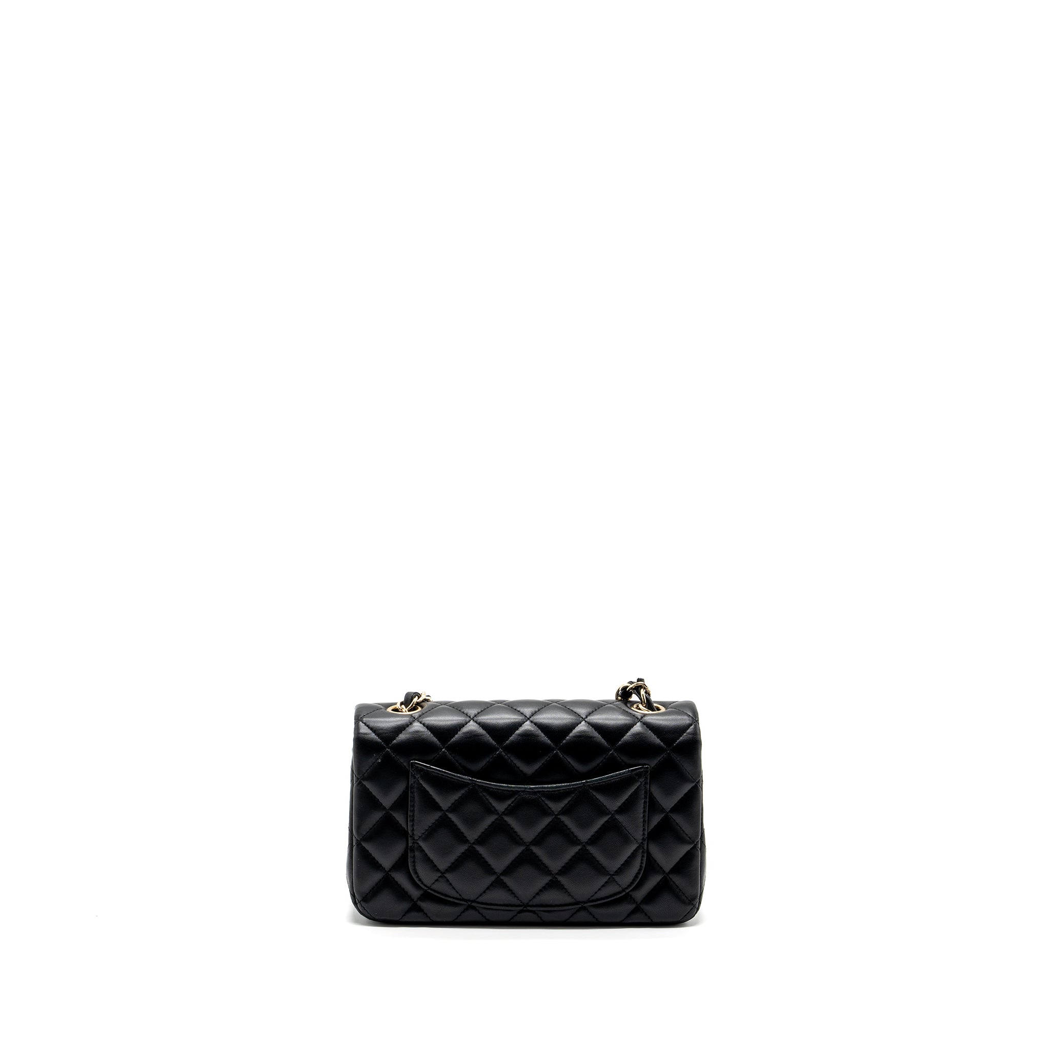 CHANEL CLASSIC MINI RECTANGULAR FLAP BAG LAMBSKIN BLACK GHW