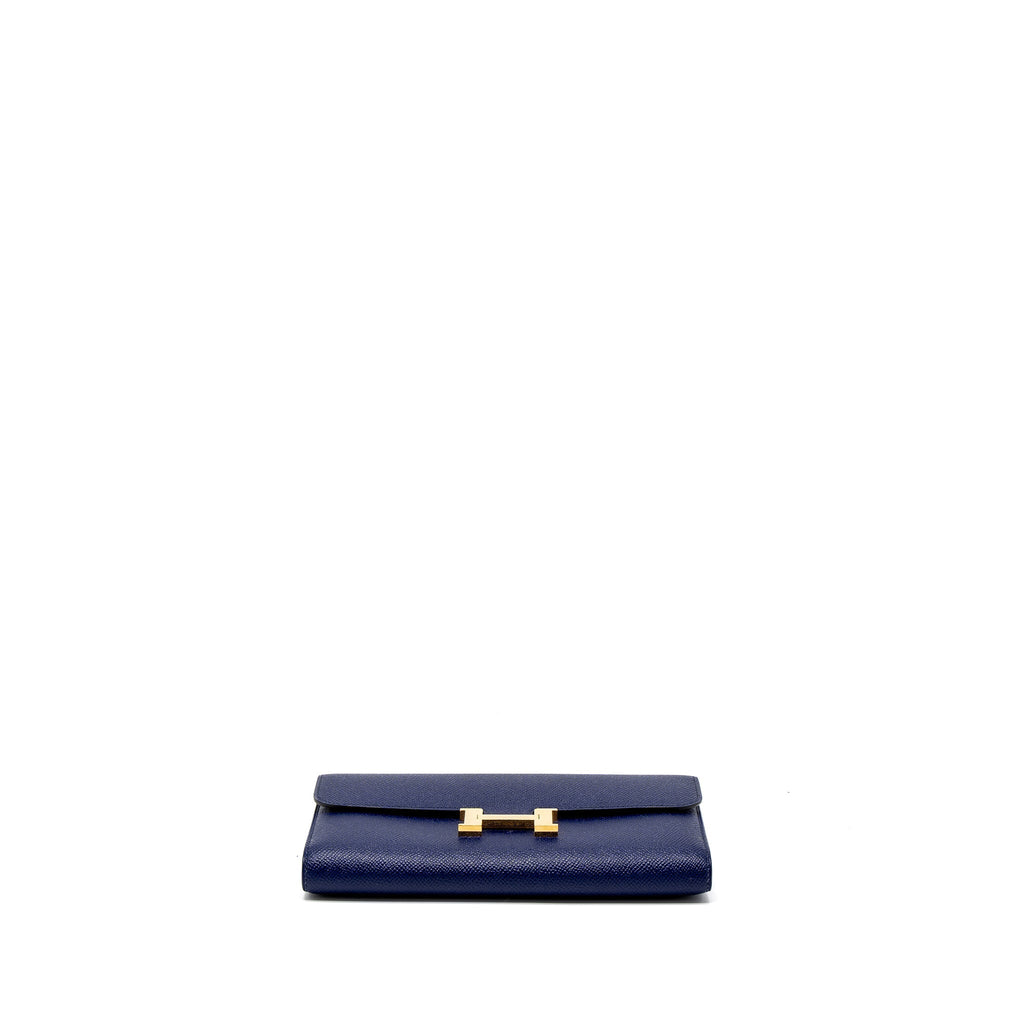 HERMES CONSTANCE LONG WALLET EPSOM BLUE GHW