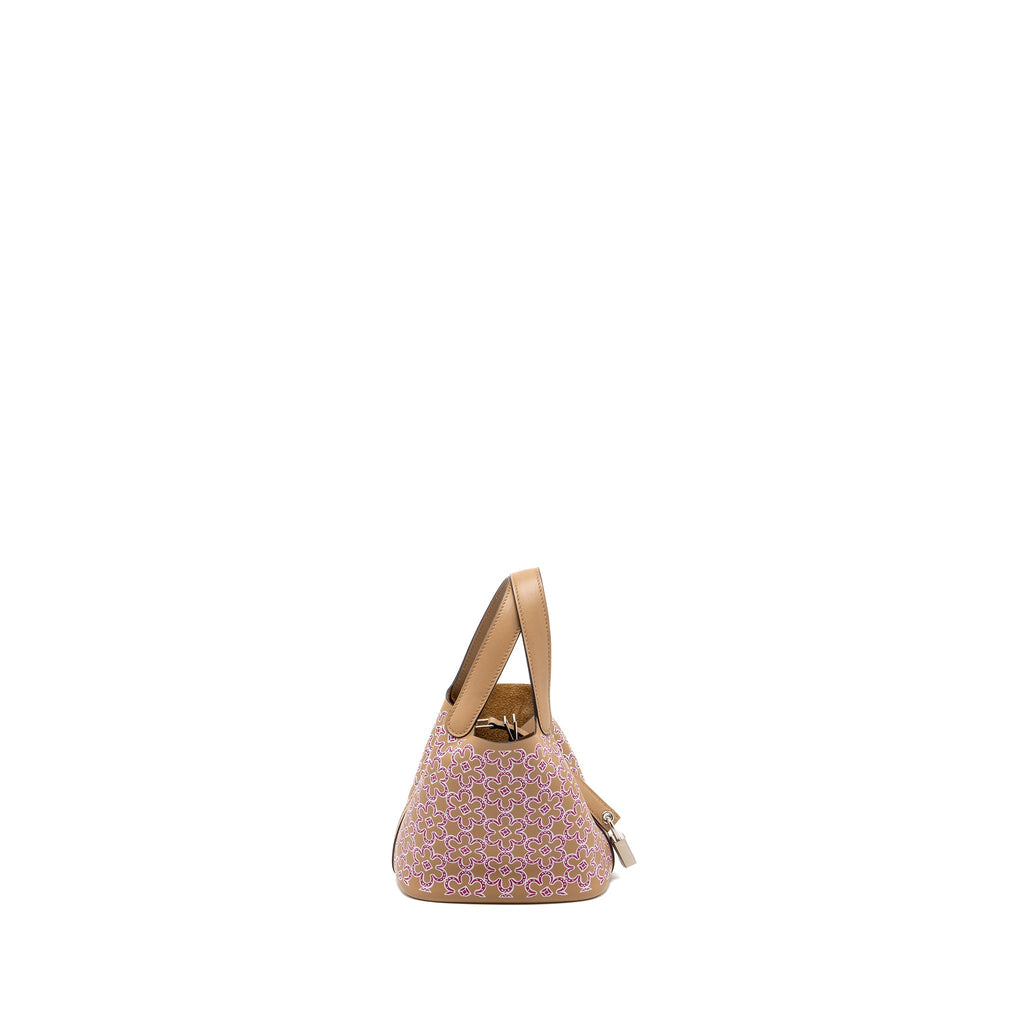 HERMES MICRO PICOTIN 14 LUCKY DAISY LOCK BAG SWIFT CHAI-ROSE-BLANC/ CHAI SHW