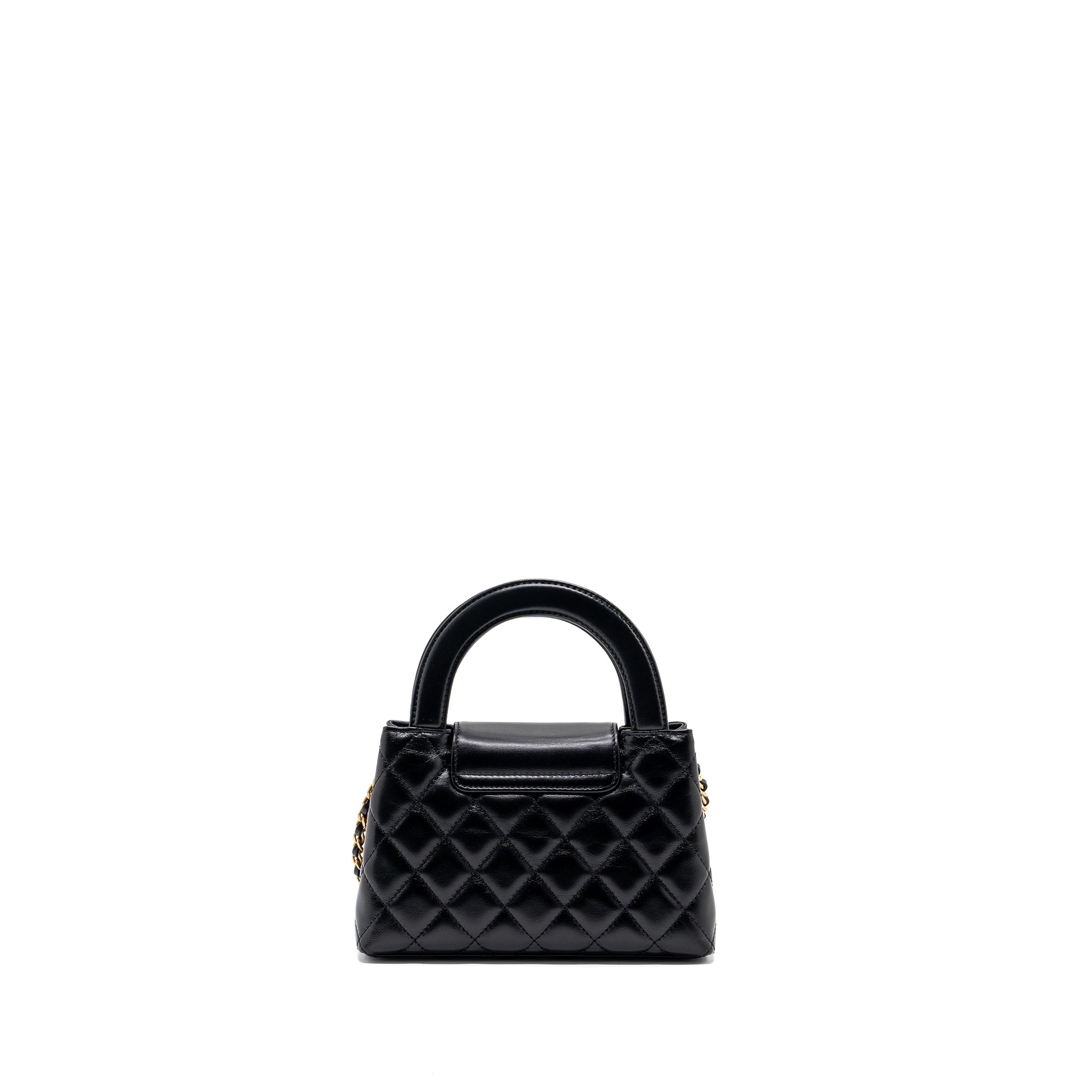 CHANEL 23K MINI KELLY SHOPPING TOTE BAG CALFSKIN BLACK GHW (MICROCHIP)