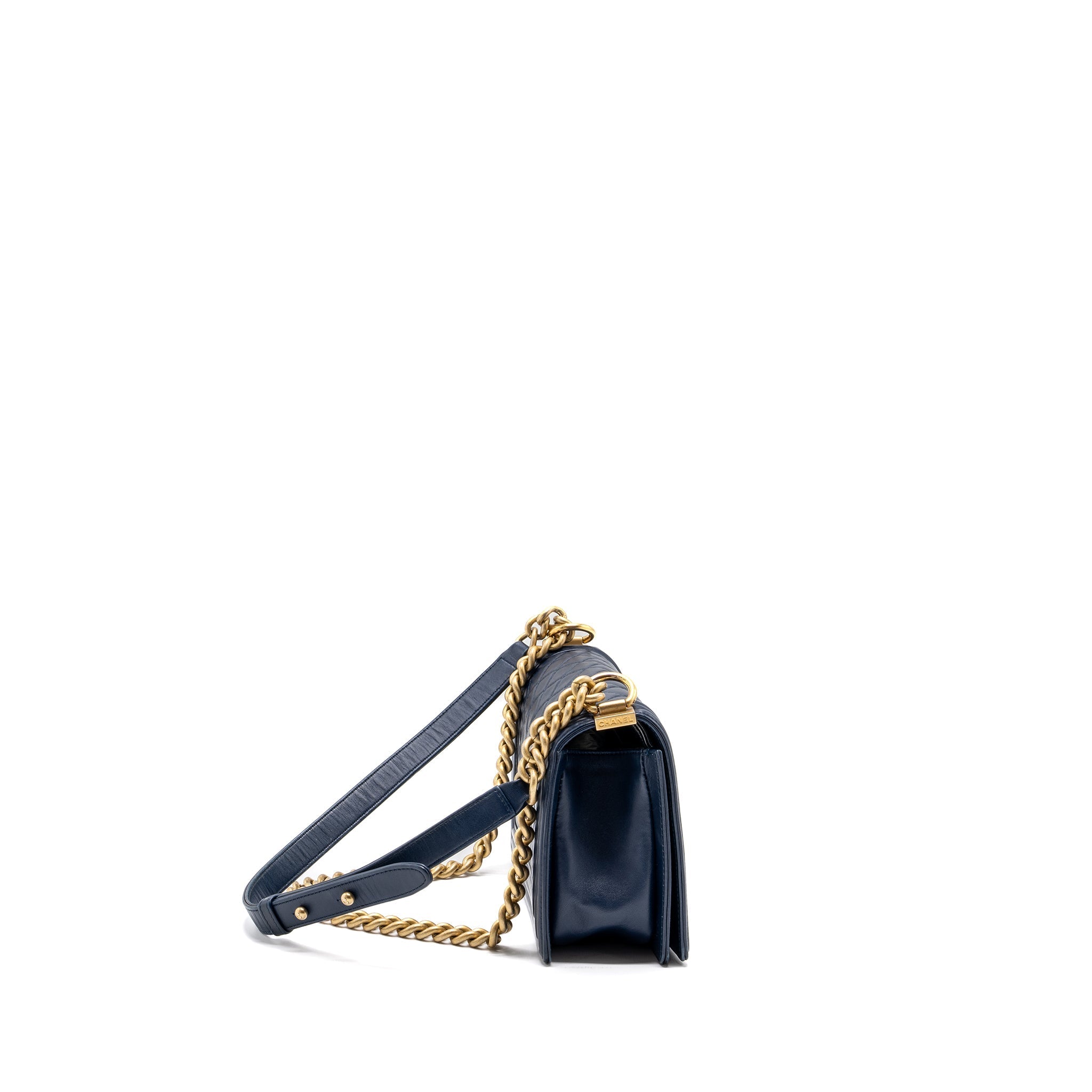 CHANEL MEDIUM BOY BAG LAMBSKIN BLUE GHW