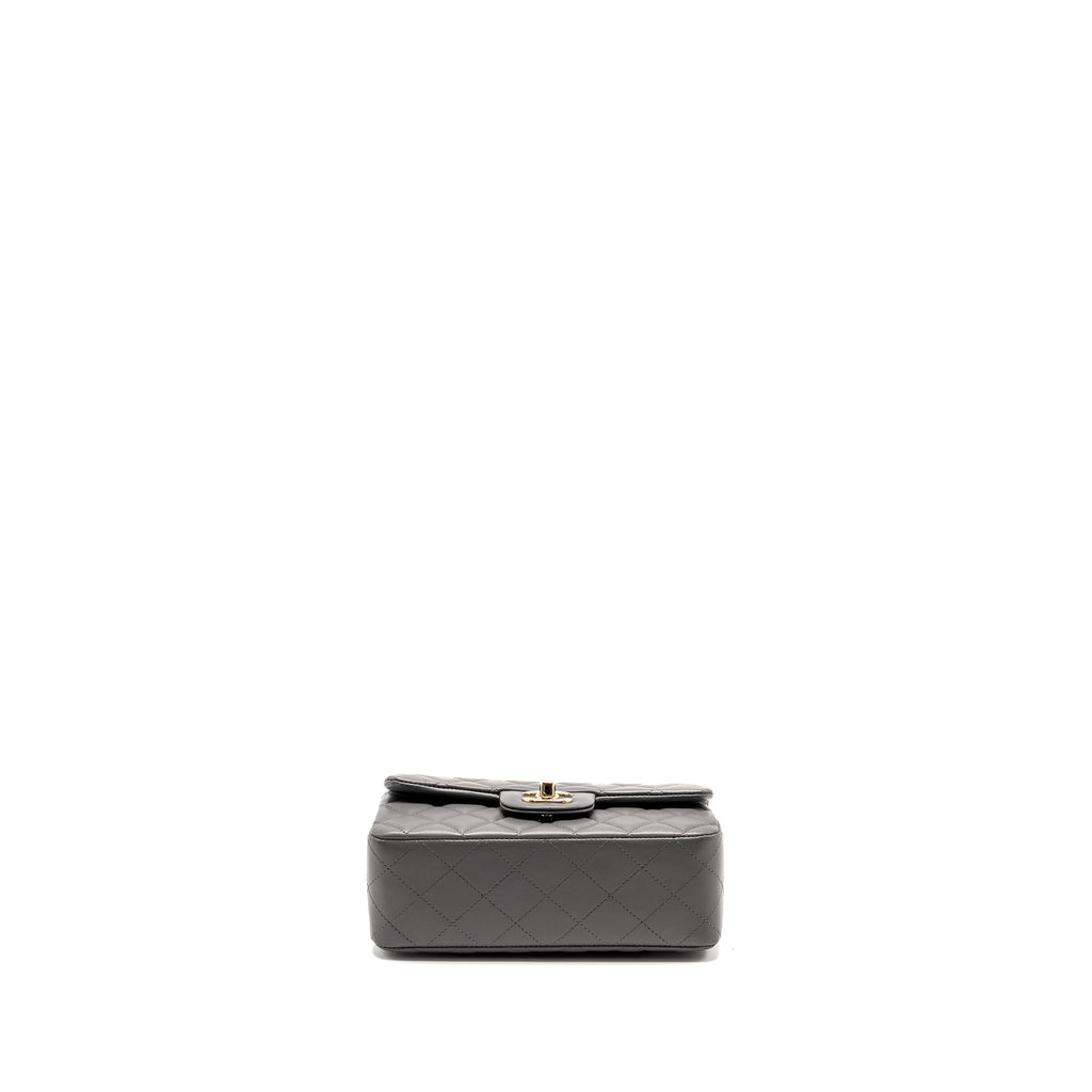 CHANEL MINI RECTANGULAR FLAP BAG LAMBSKIN GREY LGHW (MICROCHIP)