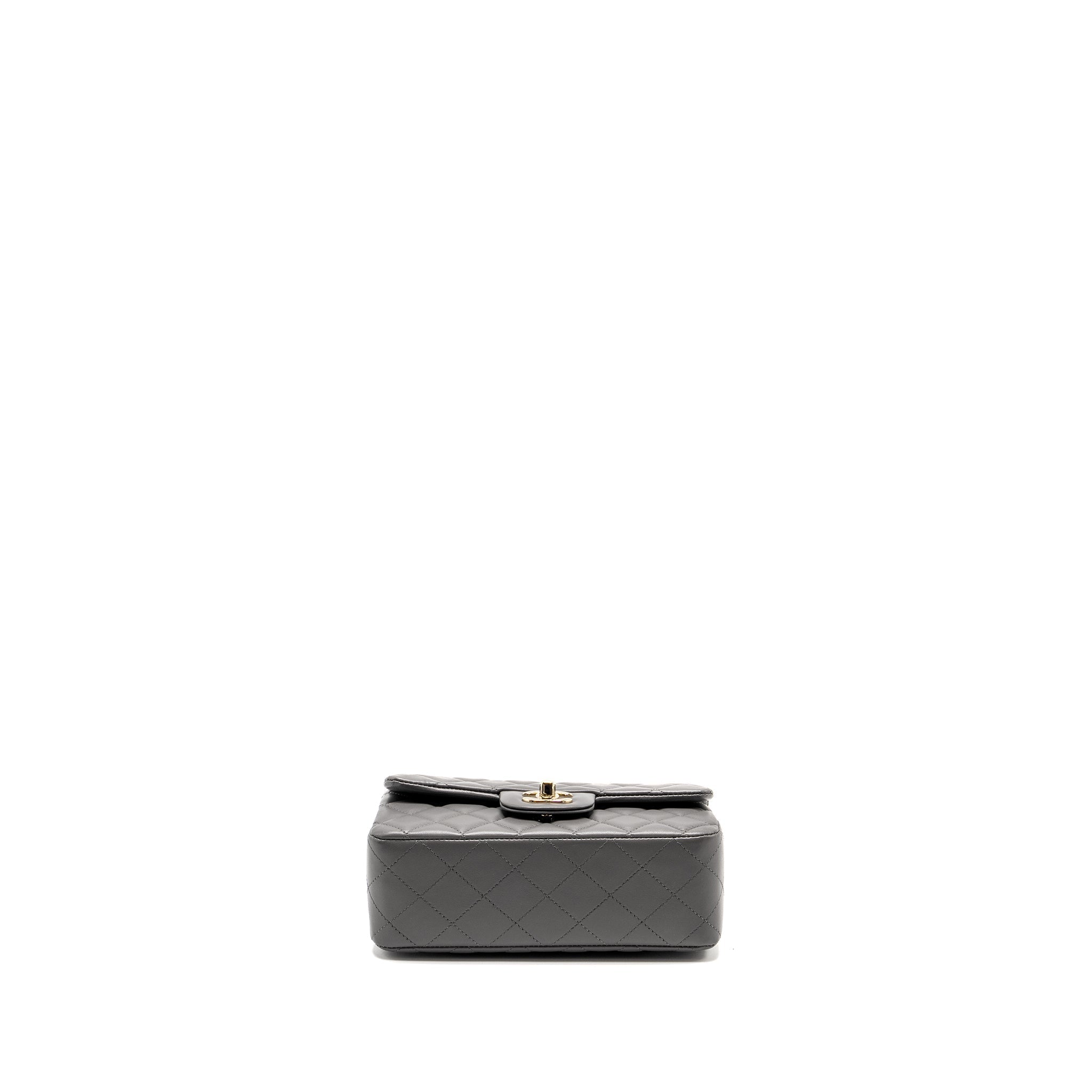 CHANEL MINI RECTANGULAR FLAP BAG LAMBSKIN GREY LGHW (MICROCHIP)