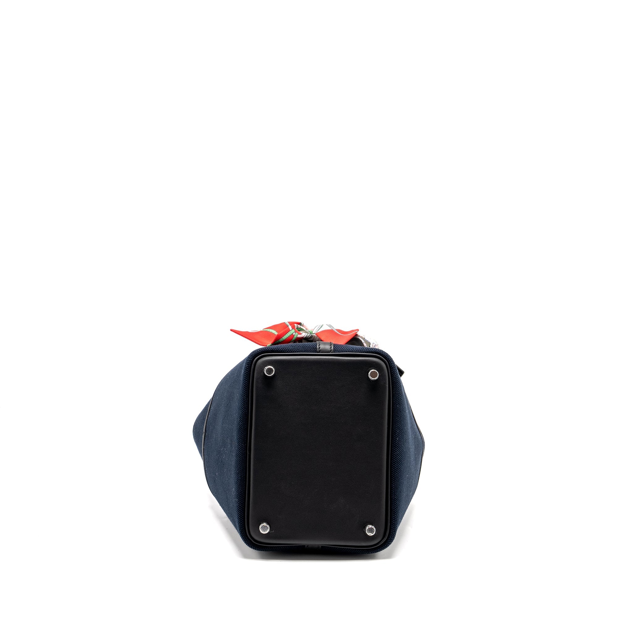 HERMES CARGO PICOTIN 18 LOCK BAG CANVAS/SWIFT BLEU MARINE/BLACK SHW
