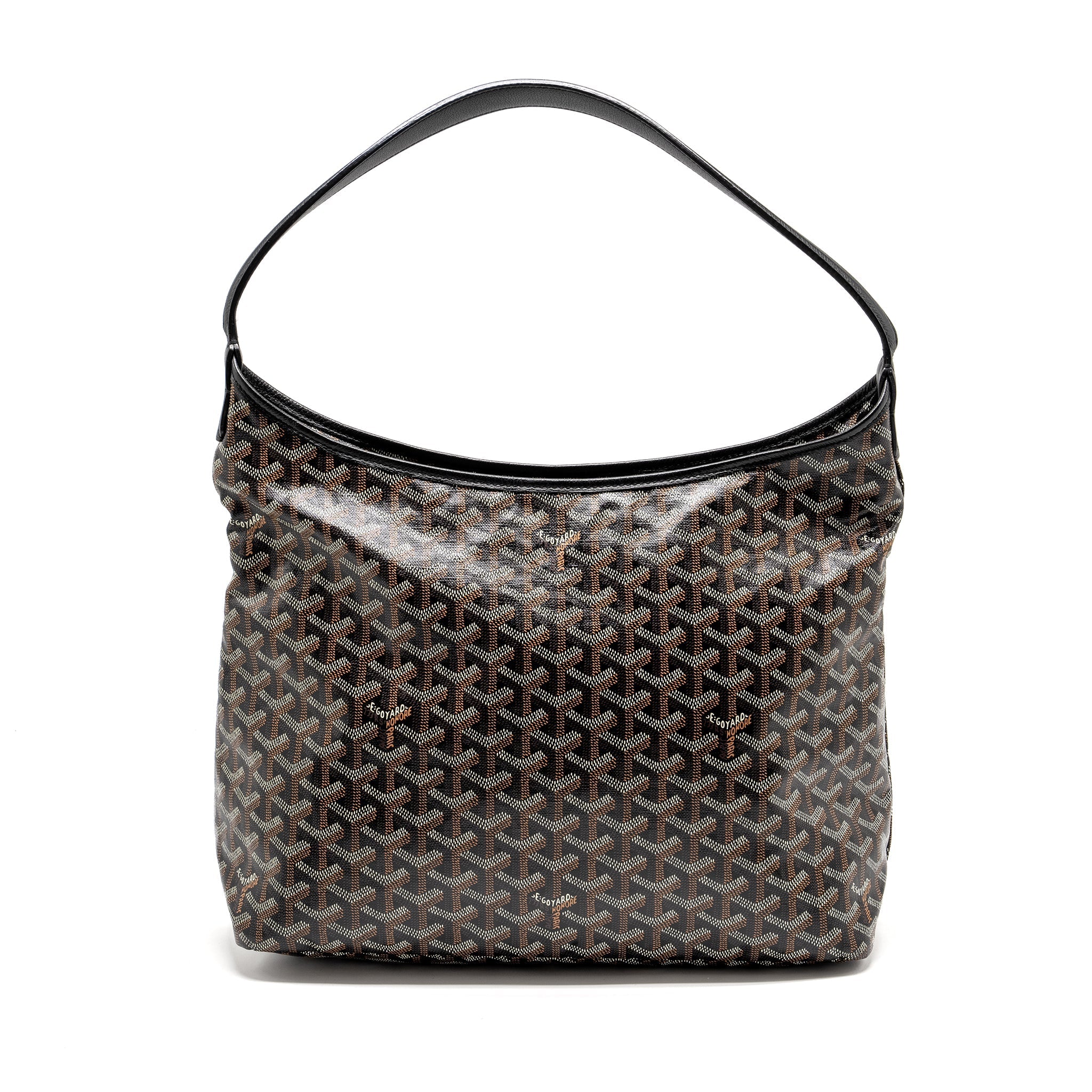GOYARD BOHEME HOBO BAG GOYARDINE CANVAS / CALFSKIN BLACK SHW