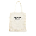 PRADA CROCHET TOTE BAG RAFFIA WHITE