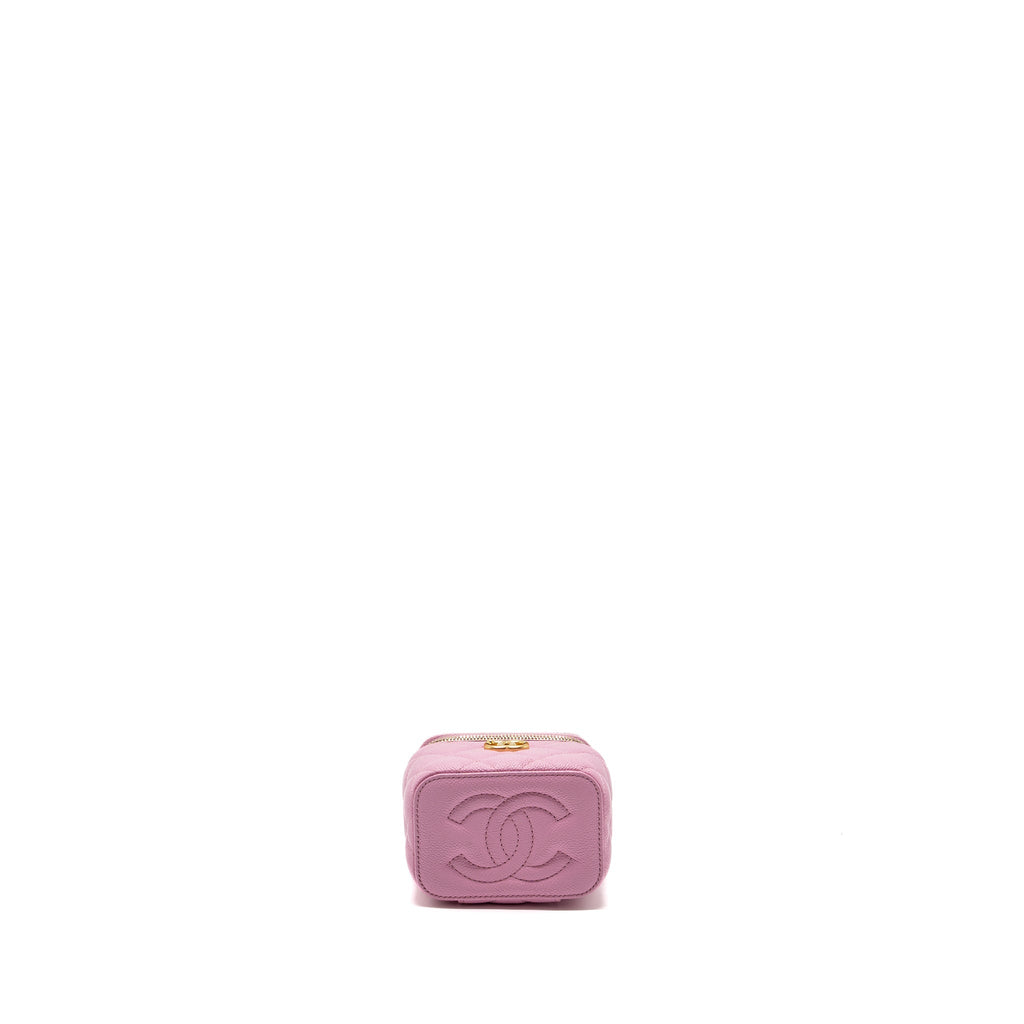 CHANEL MINI VANITY WITH CHAIN CAVIAR LIGHT PINK GHW (MICROCHIP)