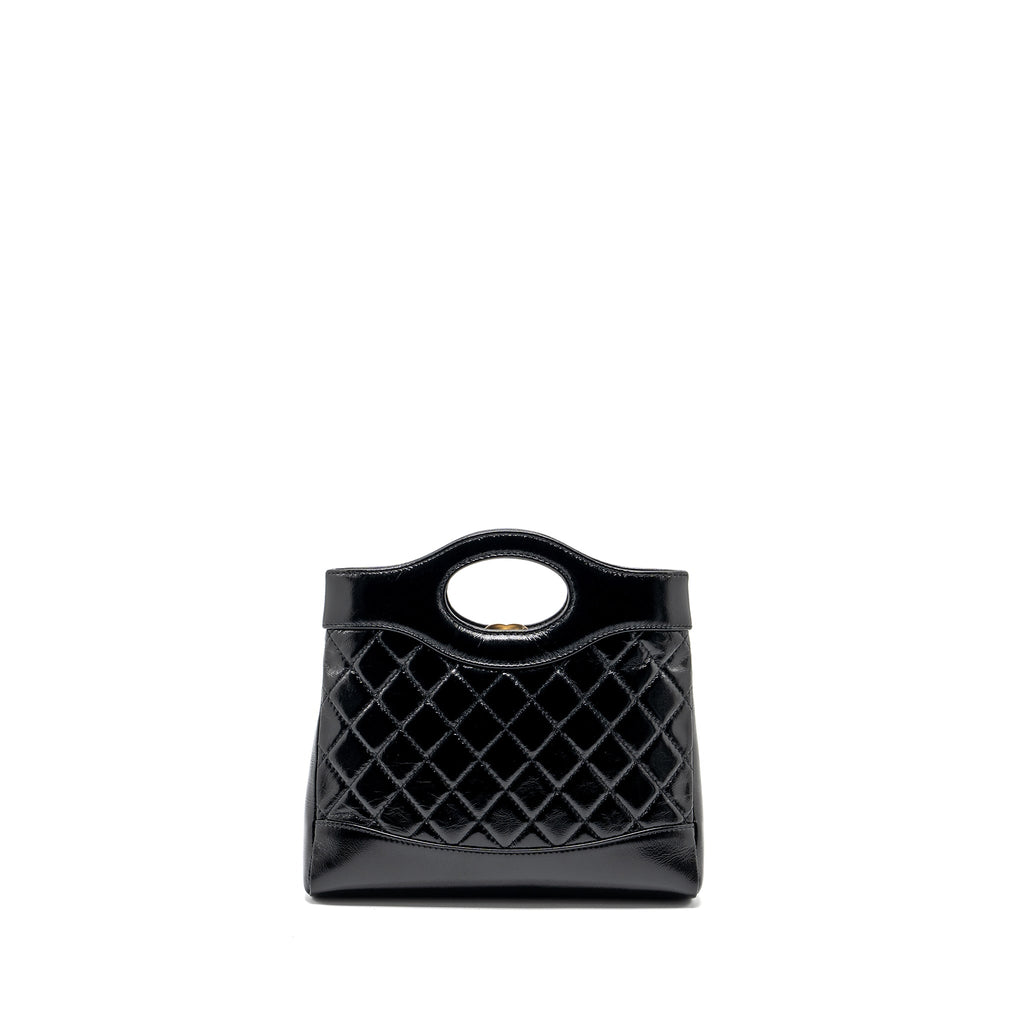 CHANEL MINI 31 BAG SHINY CALFSKIN BLACK LGHW (MICROCHIP)