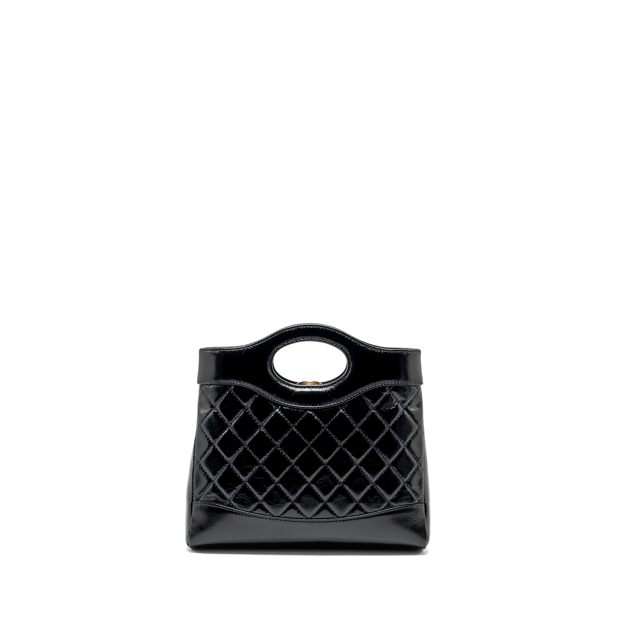 CHANEL MINI 31 BAG SHINY CALFSKIN BLACK LGHW (MICROCHIP)