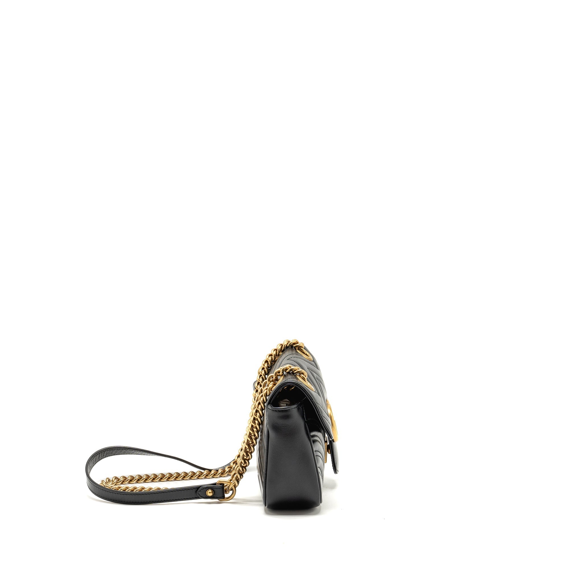 GUCCI SMALL GG MARMONT SHOULDER BAG CALFSKIN BLACK GHW