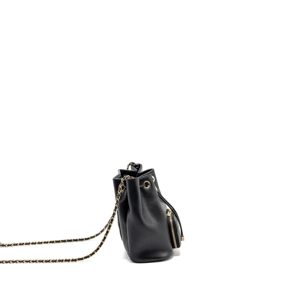 CHANEL BUSINESS AFFINITY DRAWSTRING BUCKET BAG CAVIAR BLACK GHW