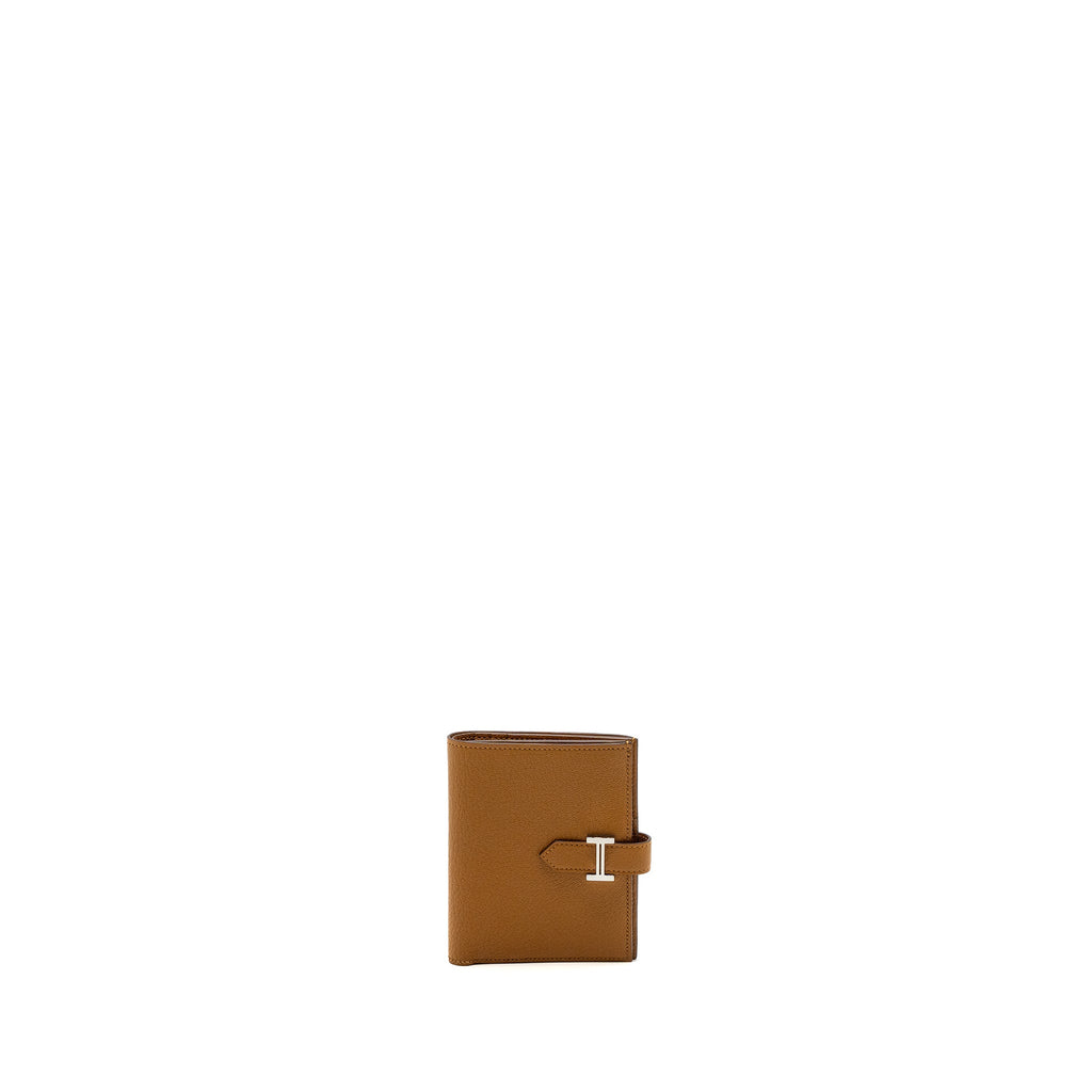 HERMES BEARN COMPACT WALLET CHEVRE MYSORE CARAMEL SHW