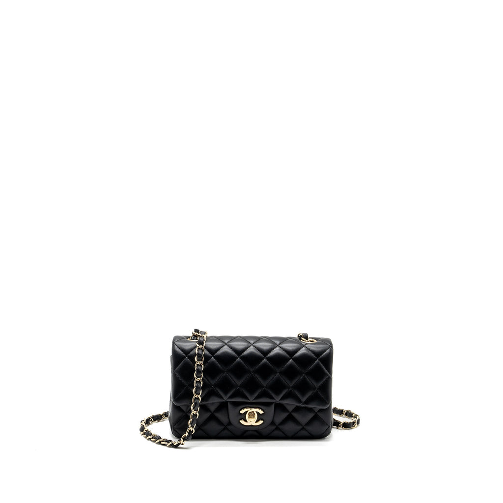 CHANEL CLASSIC MINI RECTANGULAR FLAP BAG LAMBSKIN BLACK GHW