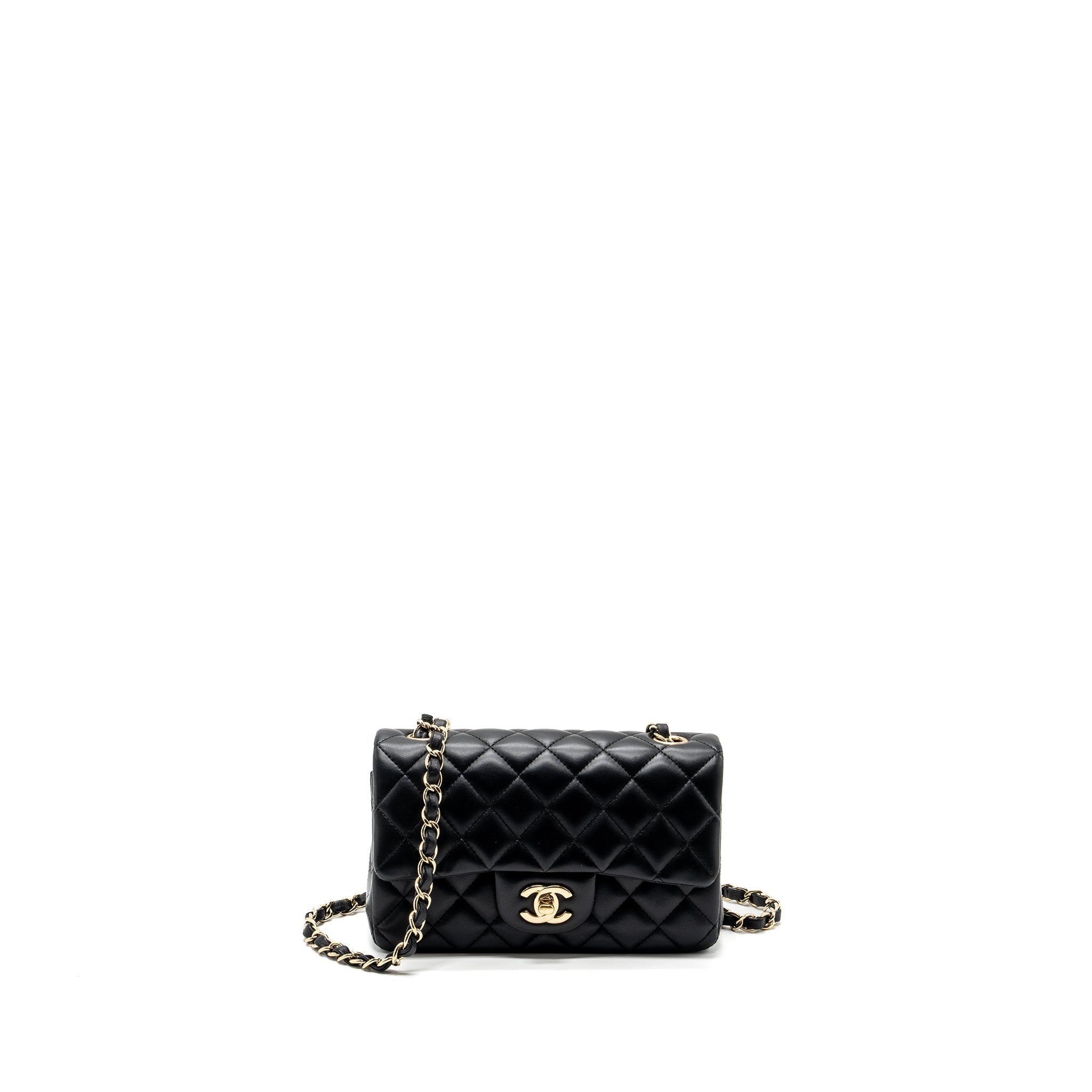 CHANEL CLASSIC MINI RECTANGULAR FLAP BAG LAMBSKIN BLACK GHW
