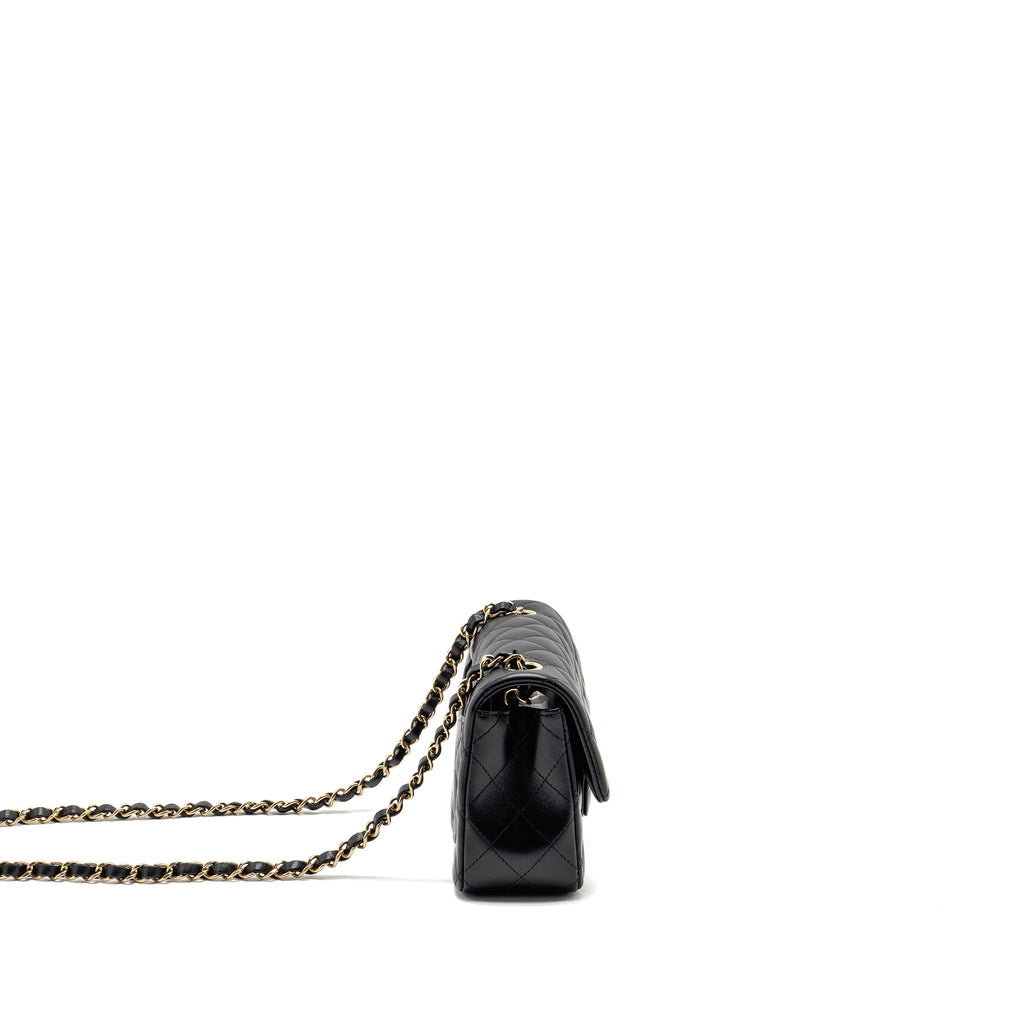 CHANEL MINI RECTANGULAR FLAP BAG LAMBSKIN BLACK LGHW (MICROCHIP)
