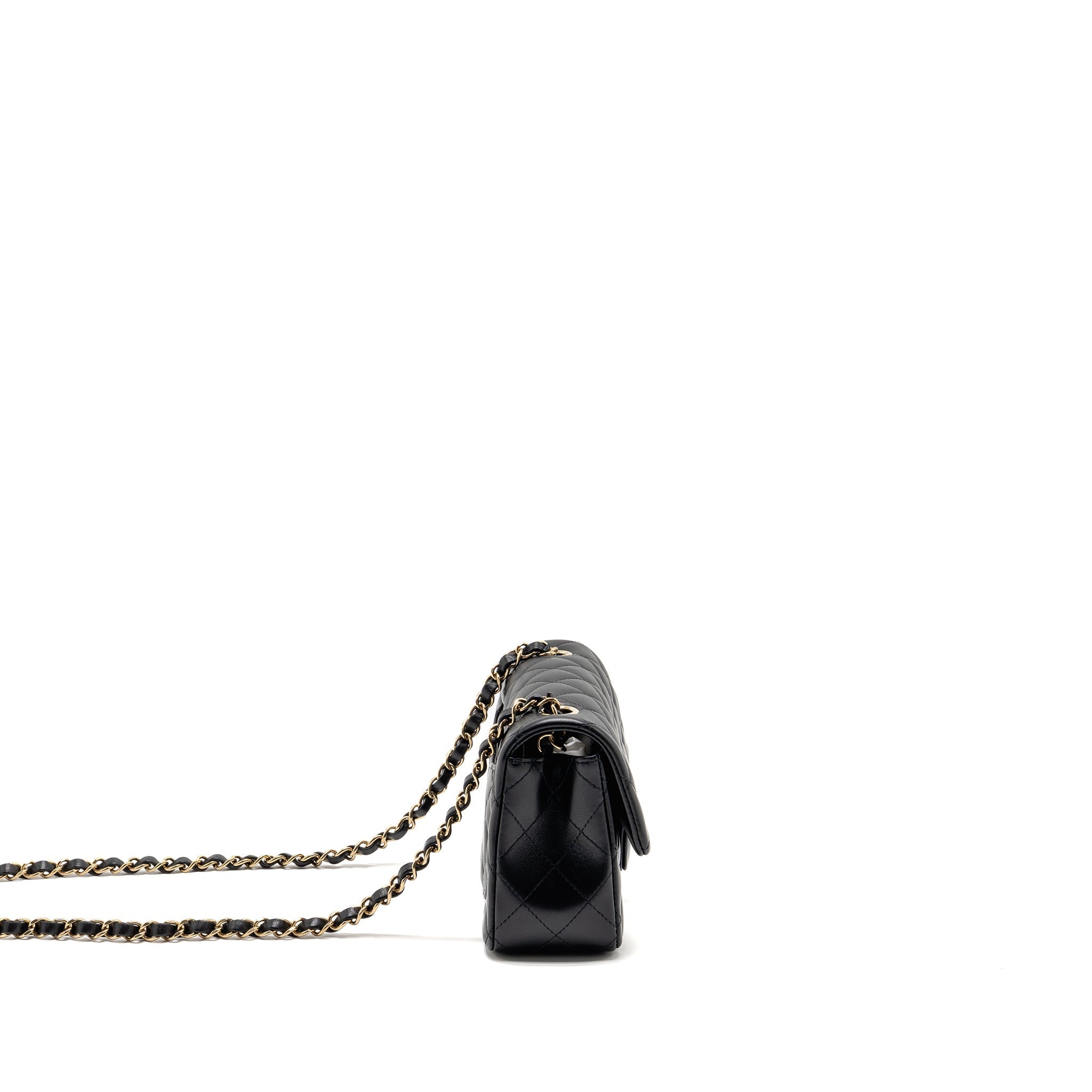 CHANEL MINI RECTANGULAR FLAP BAG LAMBSKIN BLACK LGHW (MICROCHIP)