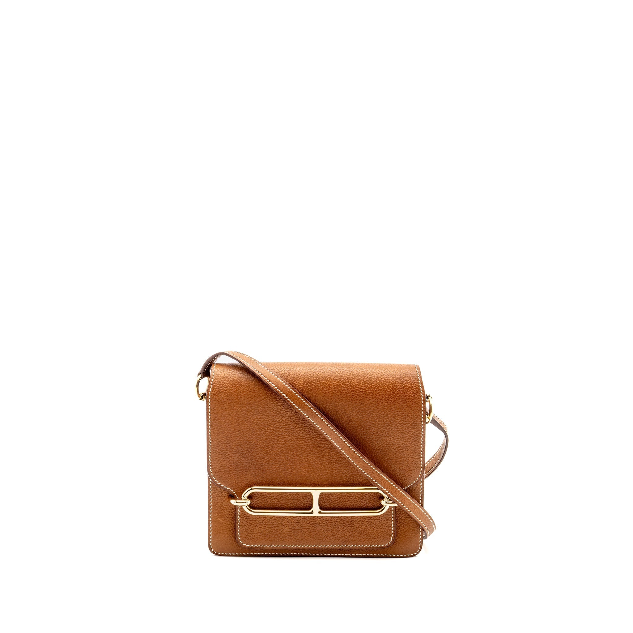 HERMES MINI ROULIS BARENIA FAUBOURG 34 FAUVE GOLD LGHW