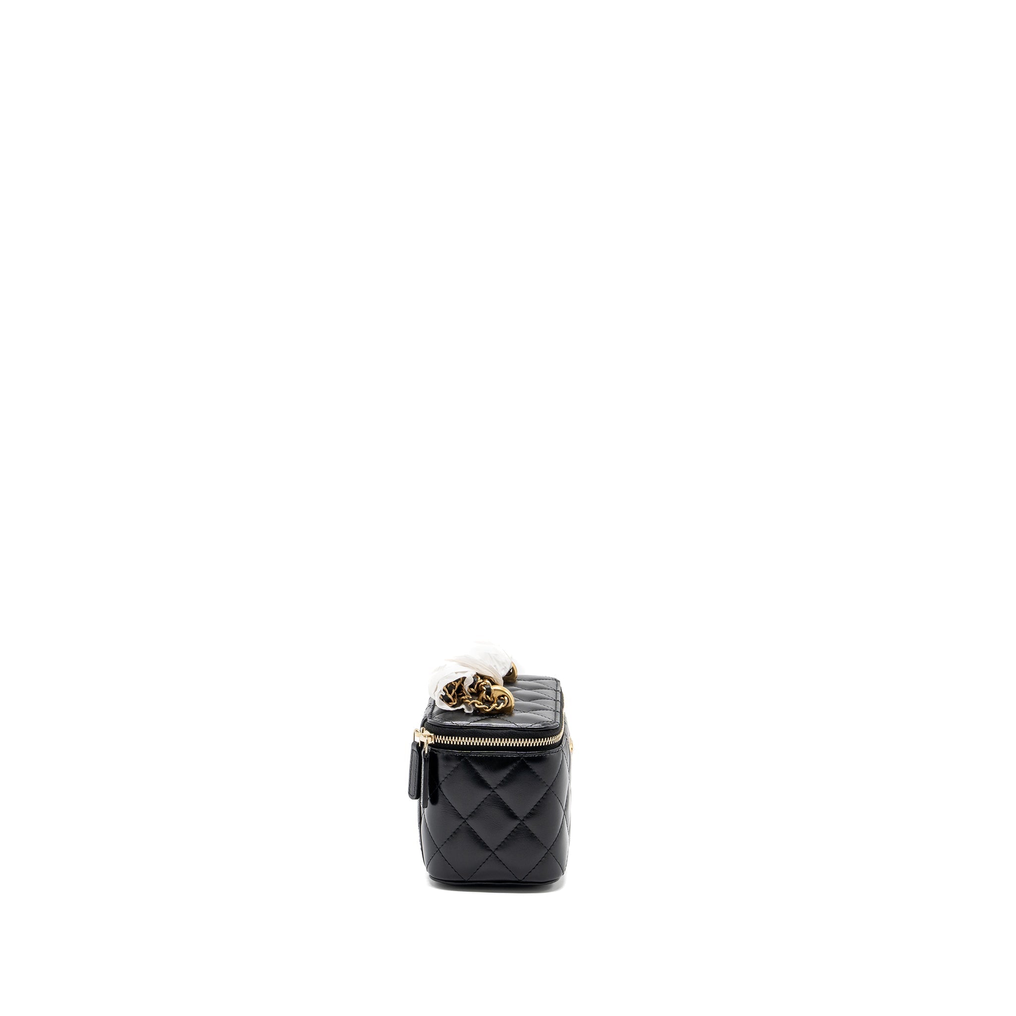 CHANEL 24C GOLD CRUSH LONG VANITY CASE SHINY CALFSKIN BLACK GHW (MICROCHIP)
