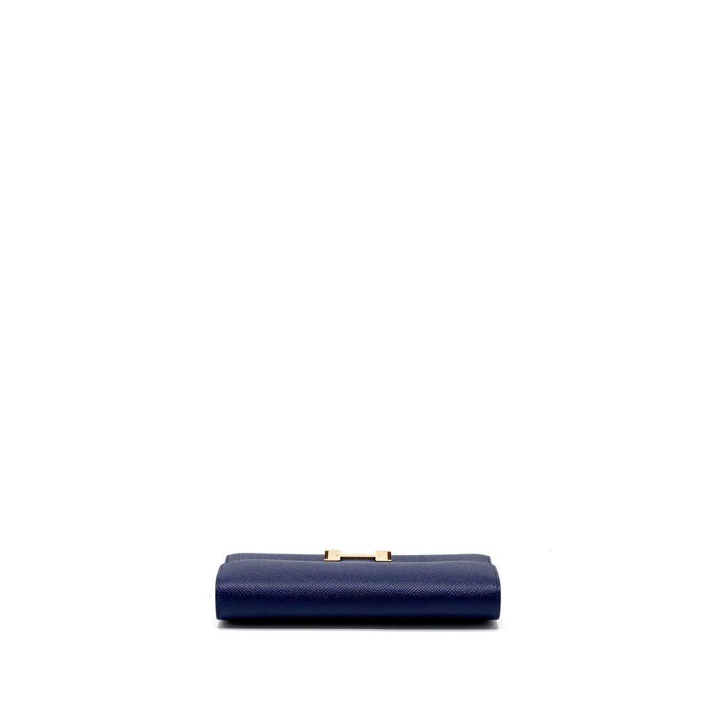 HERMES CONSTANCE LONG WALLET EPSOM BLUE GHW