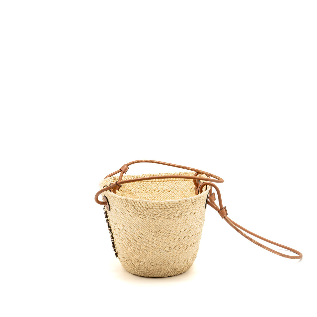 LOEWE ANAGRAM BUSKET SMALL BAG IRACA PALM/CALFSKIN NATURAL/TAN