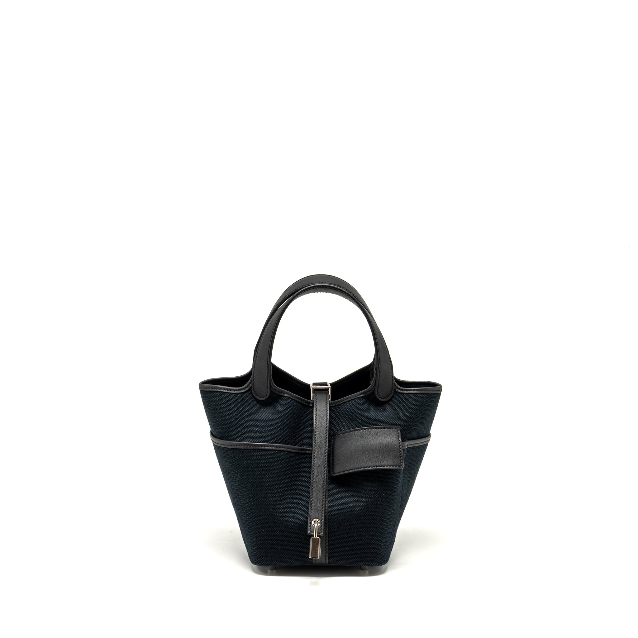 HERMES CARGO PICOTIN 18 LOCK BAG CANVAS / SWIFT BLACK SHW