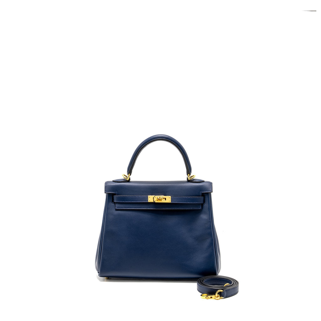 HERMES KELLY 25 SWIFT BLEU NAVY GHW