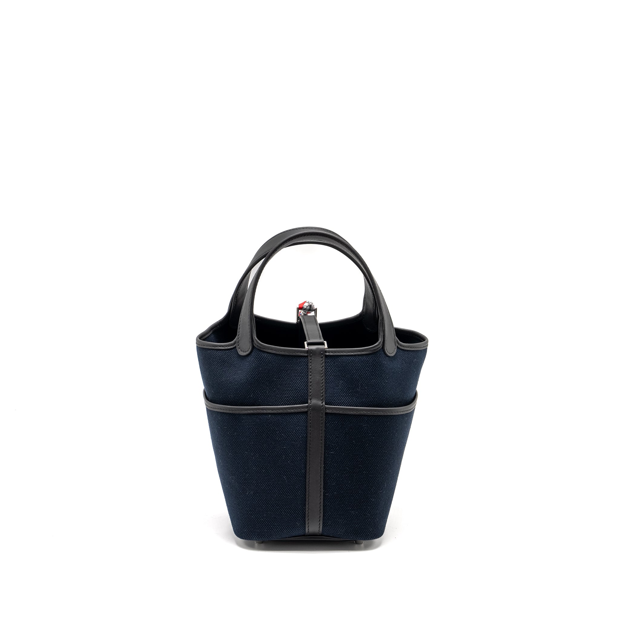 HERMES CARGO PICOTIN 18 LOCK BAG CANVAS/SWIFT BLEU MARINE/BLACK SHW