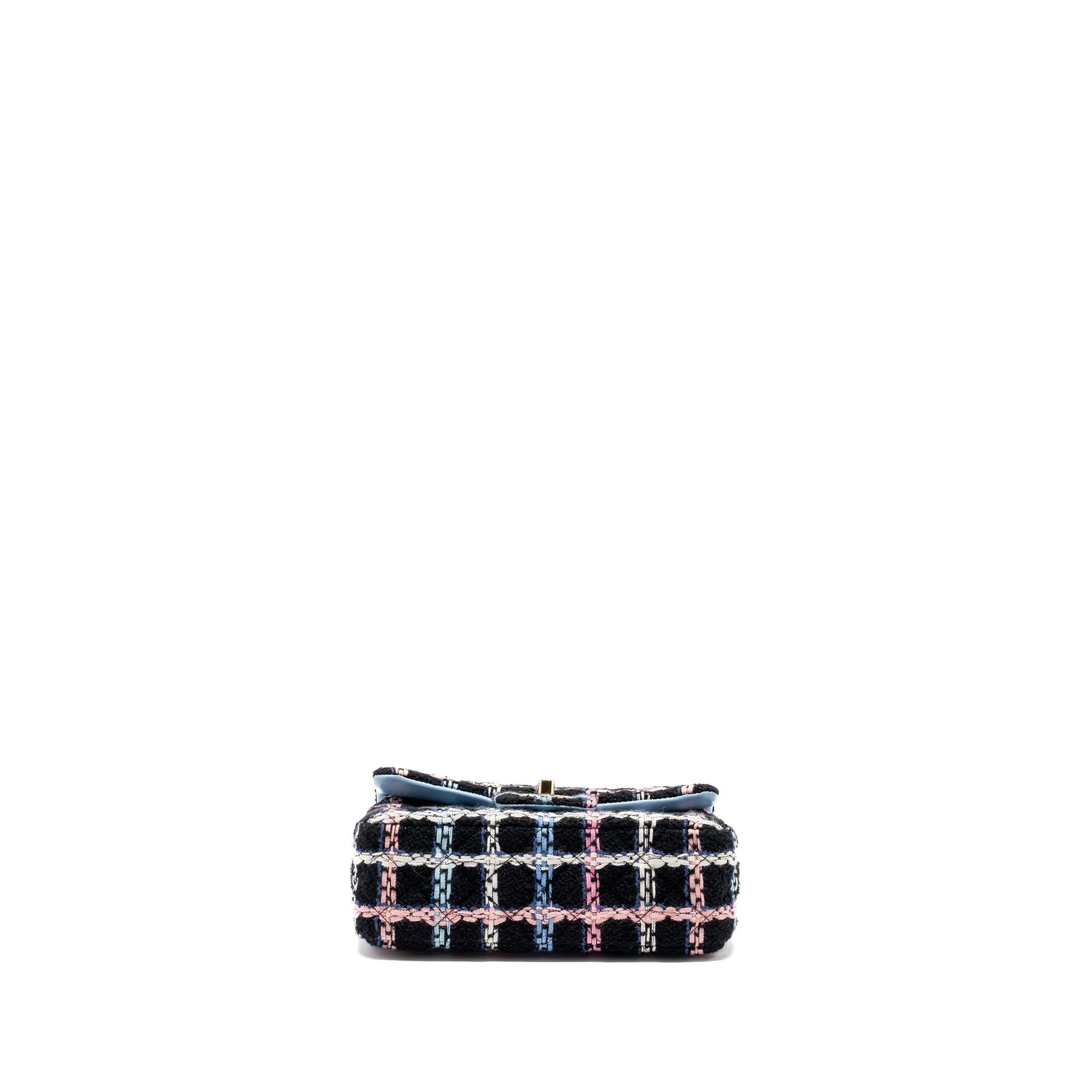 CHANEL MINI RECTANGULAR FLAP BAG TWEED BLACK MULTICOLOUR LGHW (MICROCHIP)